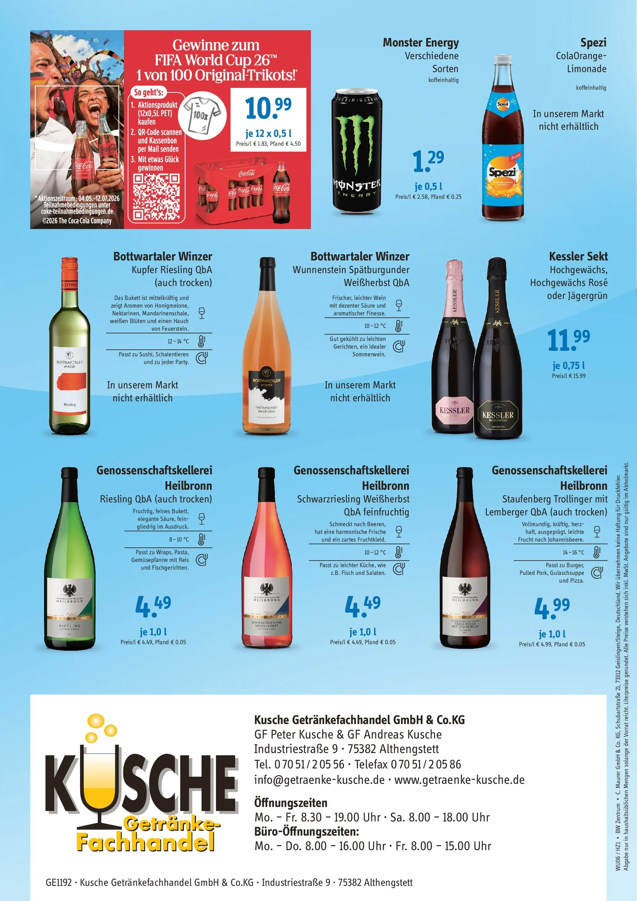 Angebote - Getränke Kusche: Angebote (ab 23.05.2026) zum Blättern | Seite: 4 | Produkte: Cola, Fisch, Wein, Reis