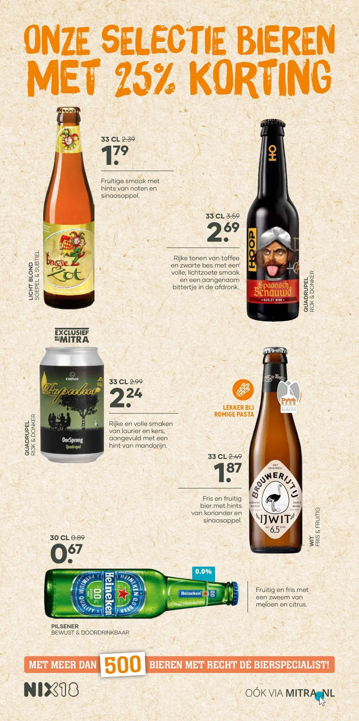 Mitra folder vanaf 24-05-2026 || NIEUWE | Pagina: 13 | Producten: Bier, Pasta, Dijoni mustár, Koriander
