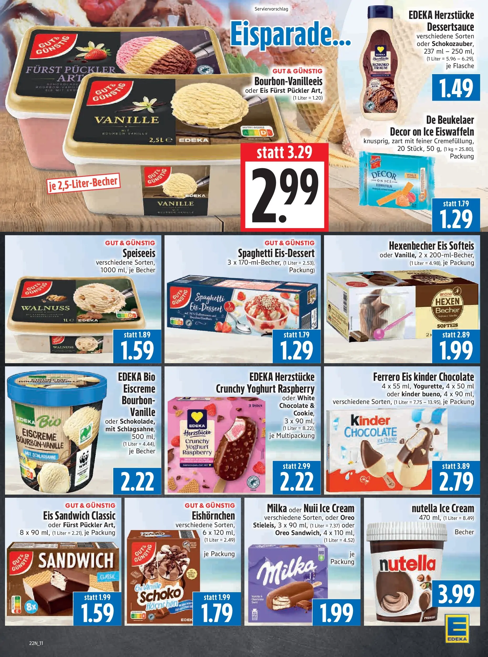 Angebote - Edeka Hahner: Wochenangebote (ab 24.05.2026) zum Blättern | Seite: 13 | Produkte: Eiscreme, Milka, Nutella, Bourbon