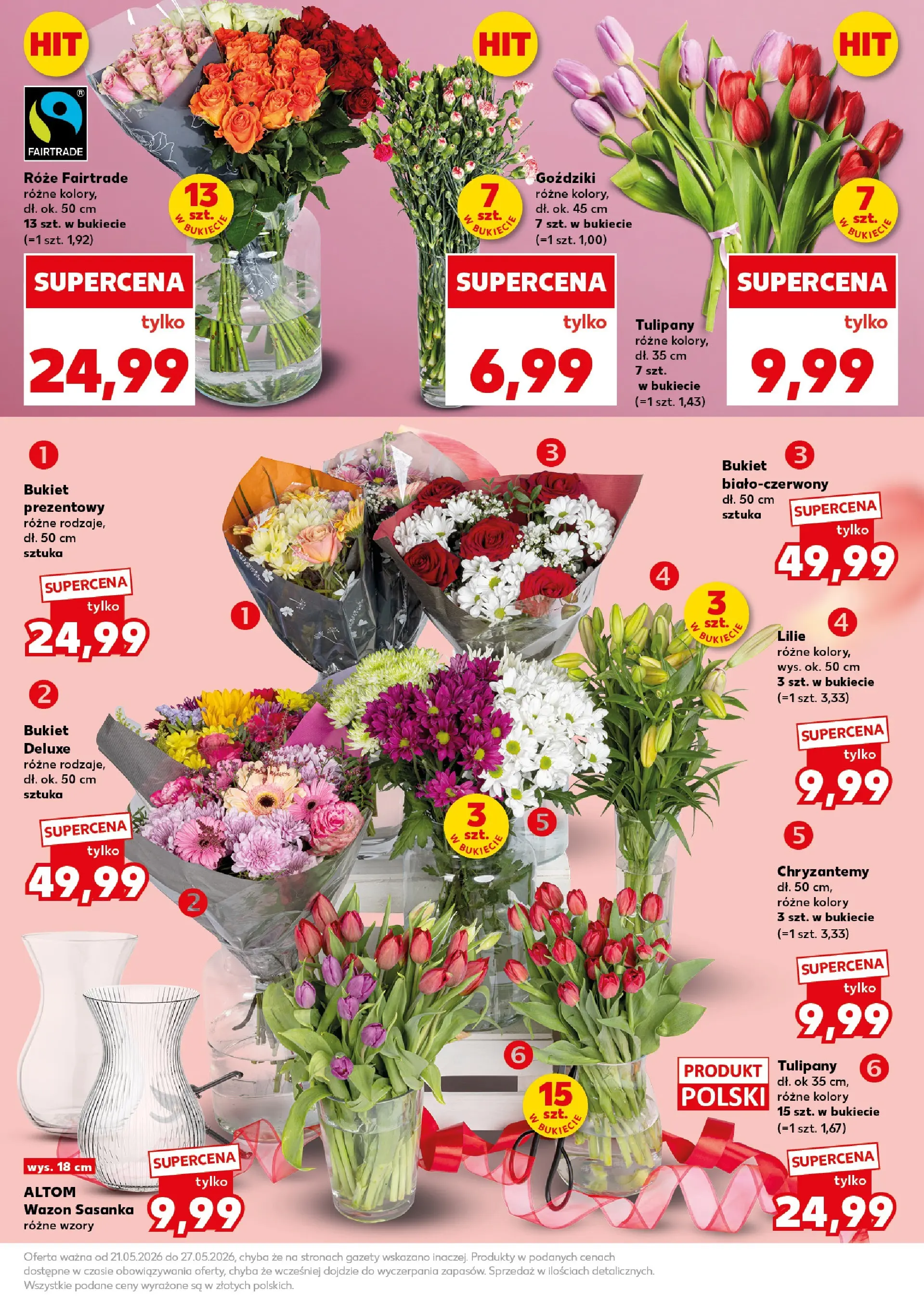 Kaufland gazetka - Super Sobota od 23.05.2026 - od jutra PDF | Strona: 13 | Produkty: Goździki, Chryzantemy, Wazon, Tulipany