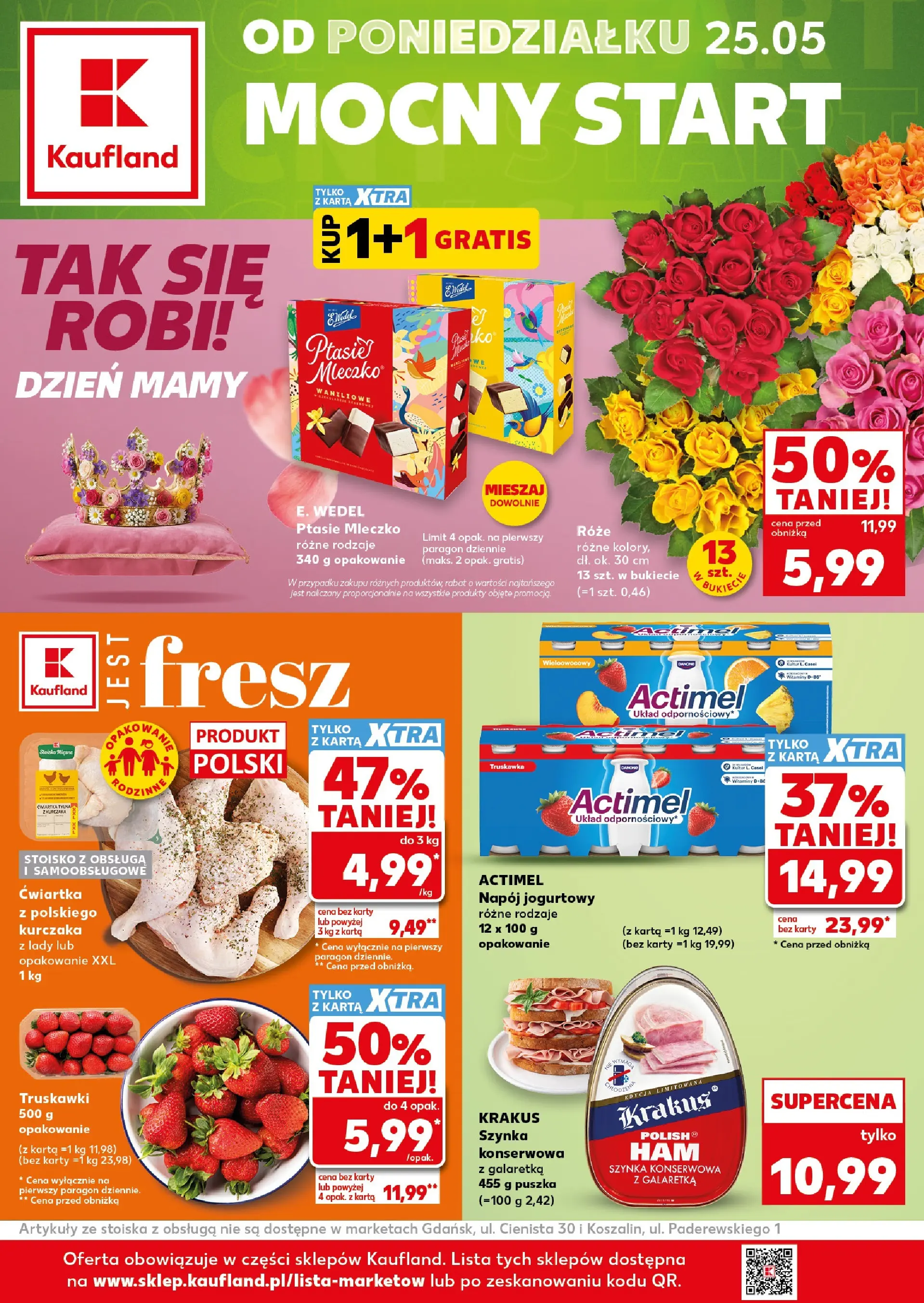 Kaufland gazetka - Mocny start od 25.05.2026 - od jutra PDF | Strona: 1 | Produkty: Karta, Galaretka, Szynka, Ptasie mleczko