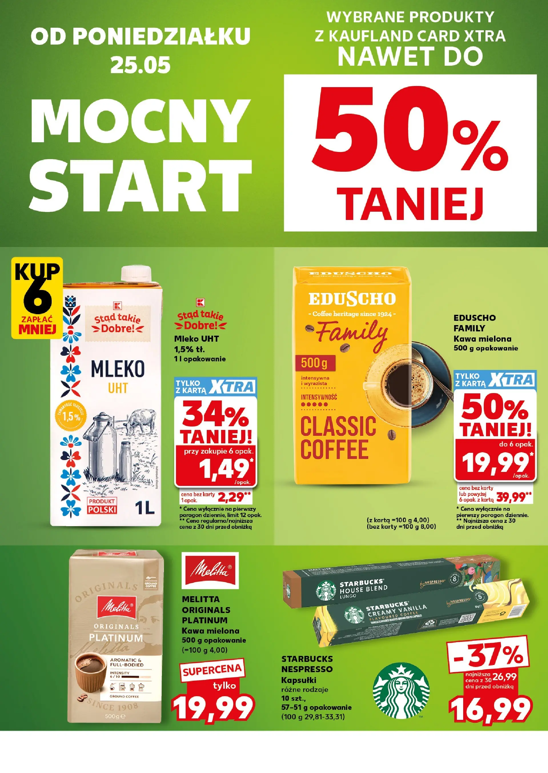 Kaufland gazetka - Mocny start od 25.05.2026 - od jutra PDF | Strona: 2 | Produkty: Karta, Mleko, Kawa