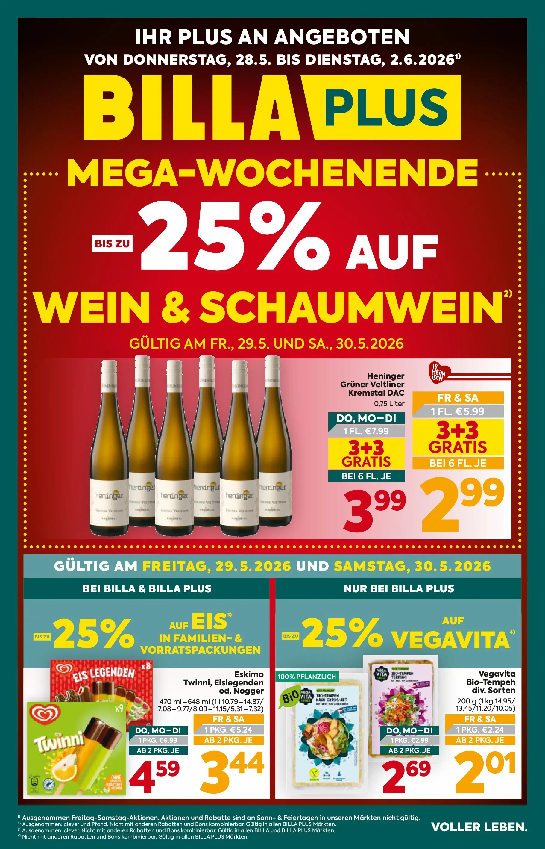 Billa Plus Flugblatt - Wien von 28.05.2026 - Aktuelle Angebote | Seite: 1 | Produkte: Eis, Wein