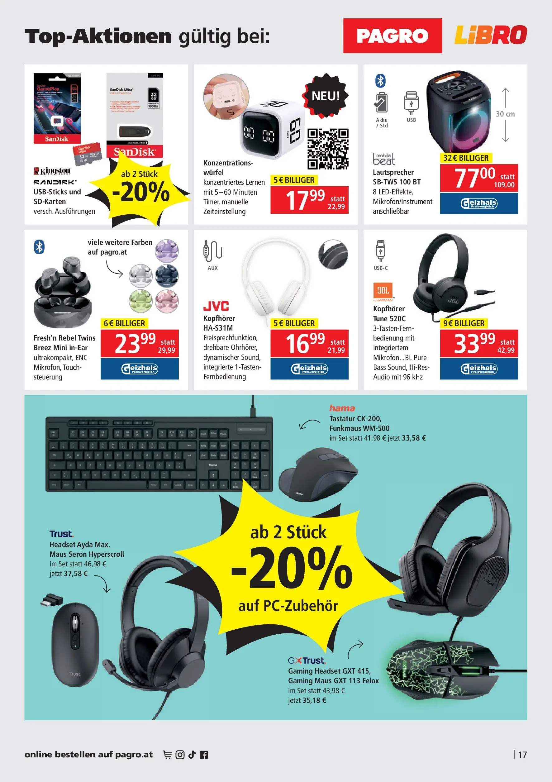 Pagro-Diskont Aktuelle Angebote von 28.05.2026 - Aktuelle Angebote | Seite: 17 | Produkte: Maus, Tastatur, Audio, Kopfhörer