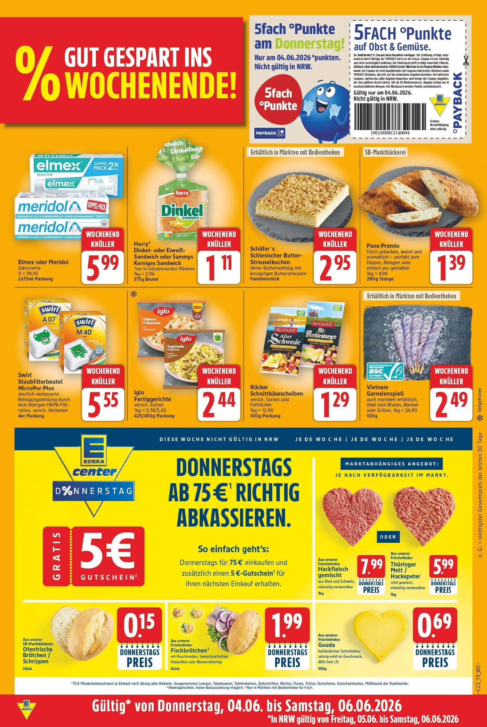 E center Prospekt Hannover (ab 26.05.2026) zum Blättern | Seite: 19 | Produkte: Theke, Iglo, Ofenfrische, Fertiggerichte
