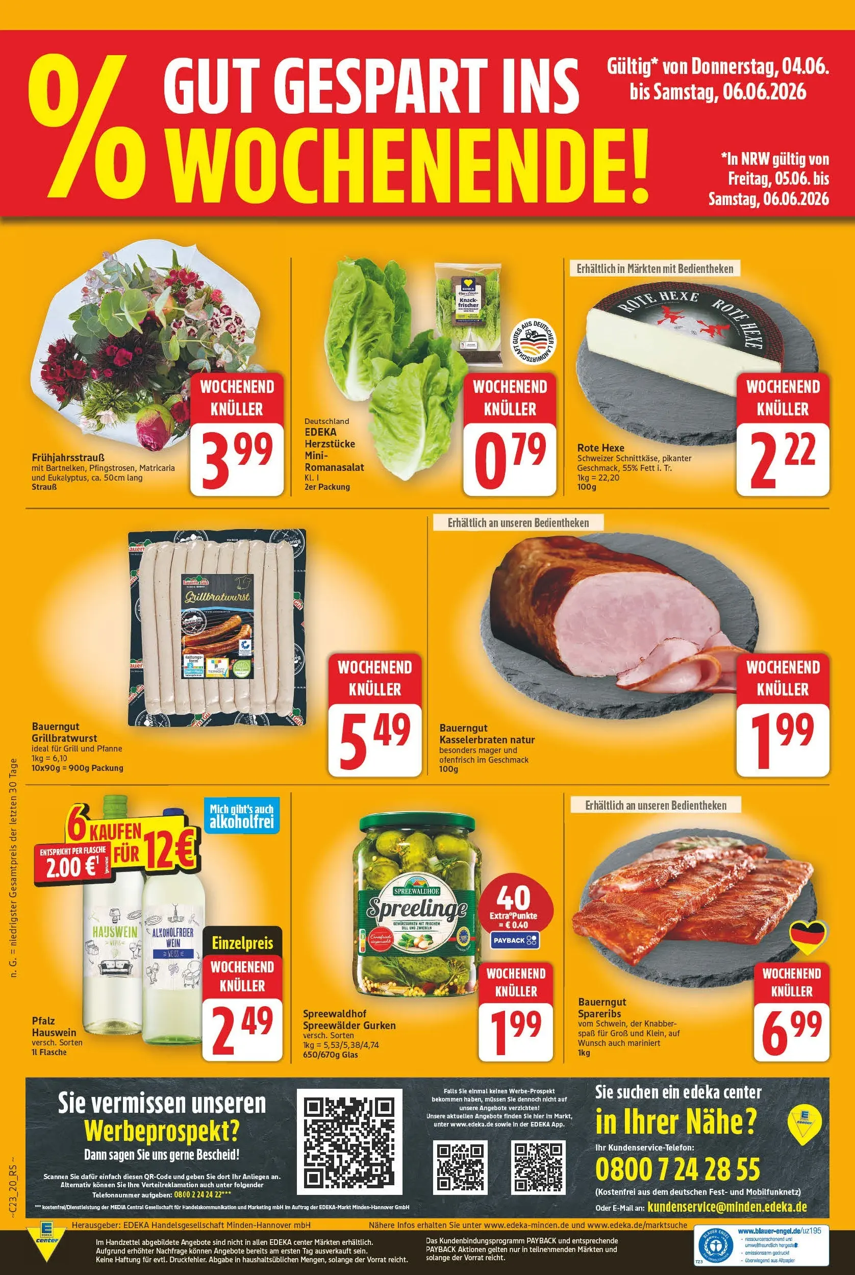 E center Prospekt Hannover (ab 26.05.2026) zum Blättern | Seite: 20 | Produkte: Grill, Bauerngut, Wein, Gurken
