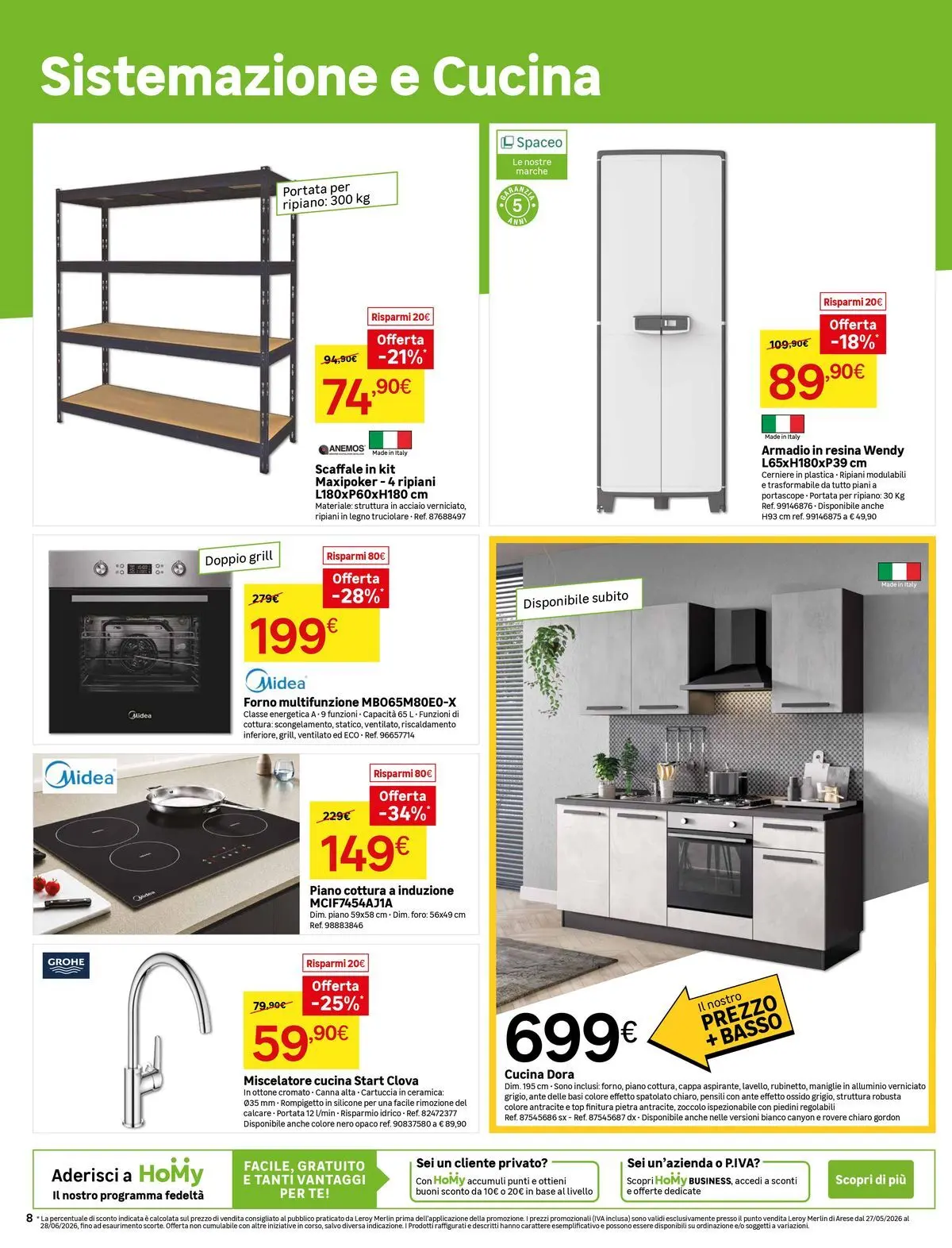 Nuovo Leroy Merlin - Nuova apertura Leroy Merlin ad Arese! dal 27/05/2026 > offerte anteprima 🛍️ | Pagina: 8 | Prodotti: Top, Piano cottura, Scaffale, Silicone
