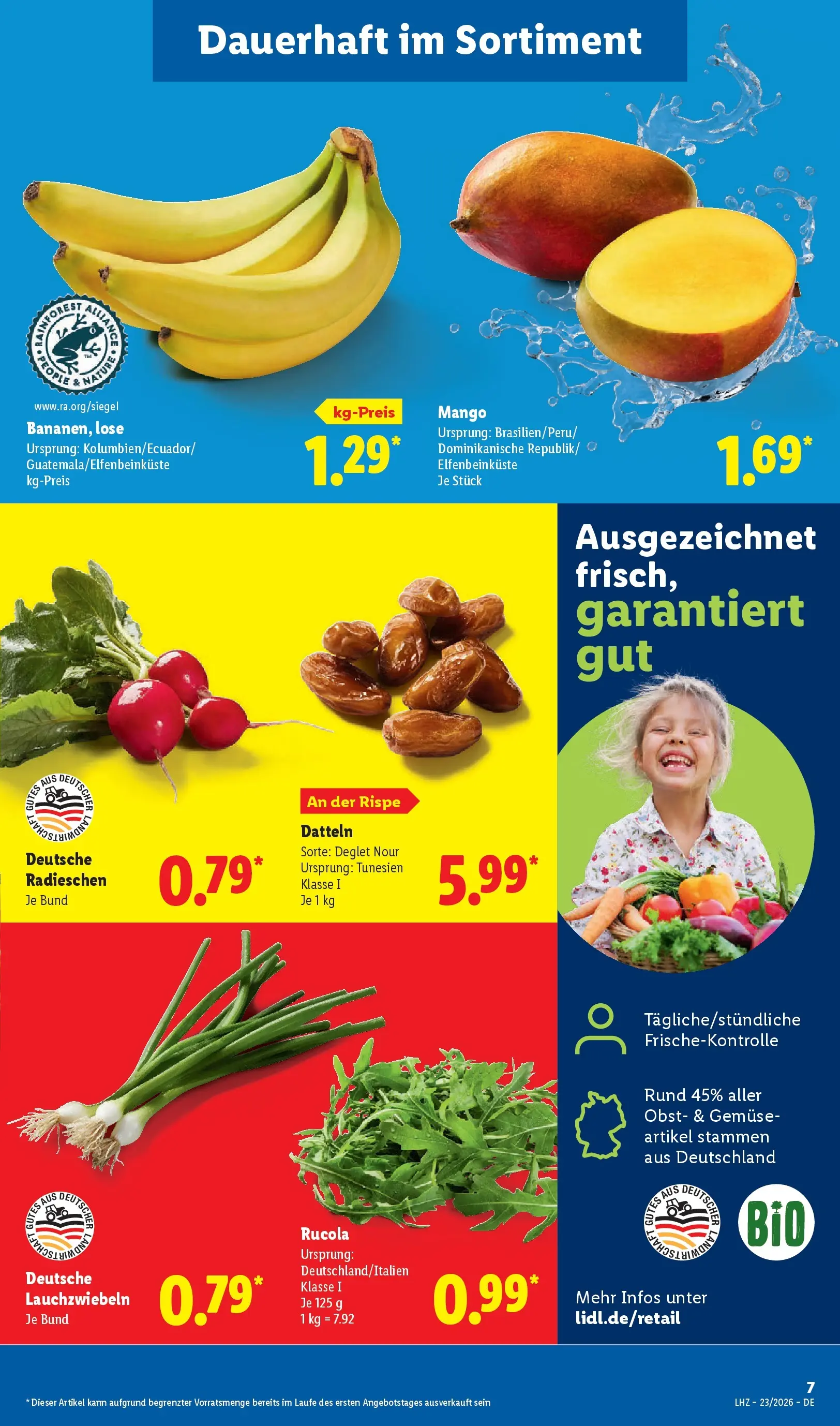Lidl Prospekt Weikersheim (ab 31.05.2026) » Angebote online | Seite: 9 | Produkte: Rucola, Gemüse, Obst, Mango Lidl Prospekt Weikersheim (ab 31.05.2026) zum Blättern » Angebote | Seite: 9 | Produkte: Rucola, Gemüse, Obst, Mango