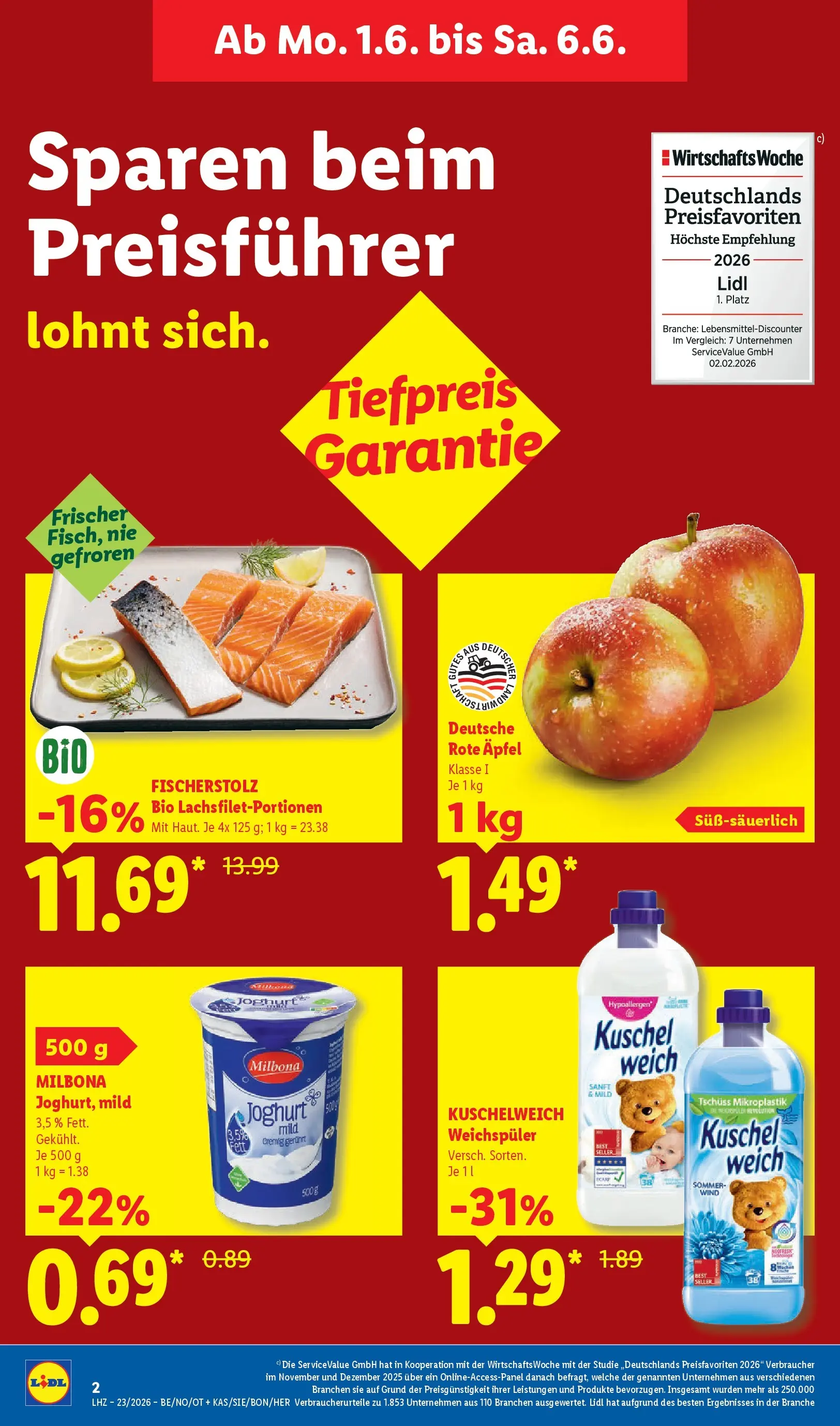 Lidl Prospekt Braunschweig (ab 31.05.2026) zum Blättern » Angebote | Seite: 8 | Produkte: Joghurt, Kuschelweich, Äpfel, Weichspüler