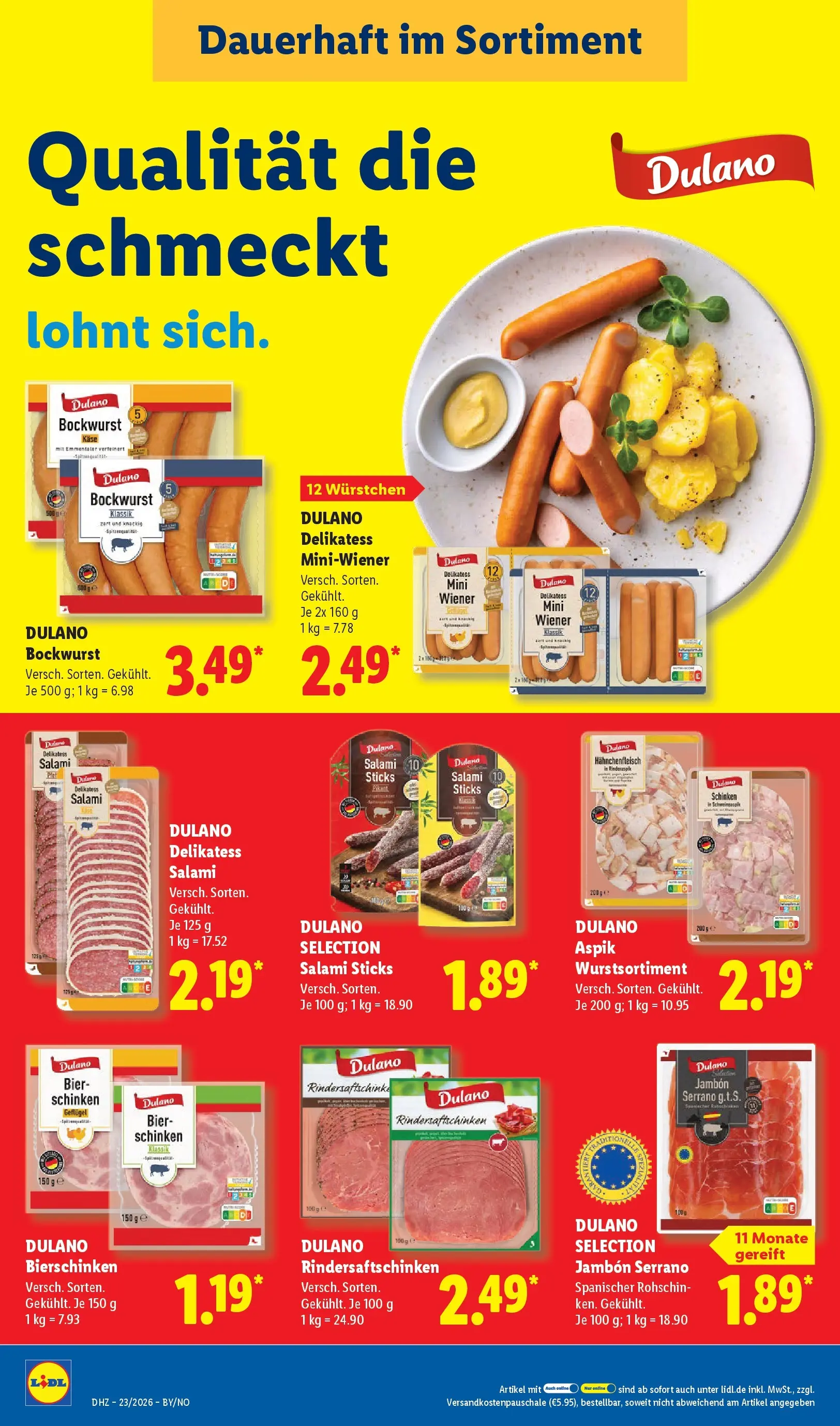 Lidl Prospekt Braunschweig (ab 31.05.2026) zum Blättern » Angebote | Seite: 26 | Produkte: Bockwurst, Käse, Bier, Salami