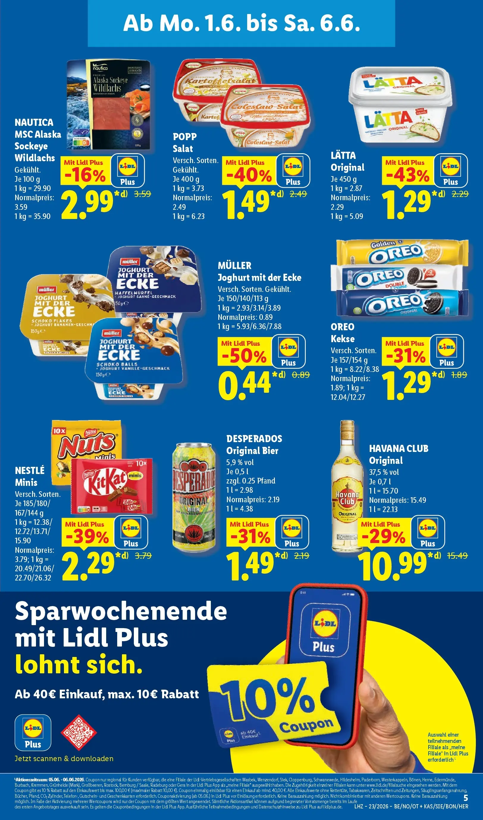 Lidl Prospekt Braunschweig (ab 31.05.2026) zum Blättern » Angebote | Seite: 11 | Produkte: Lachs, Desperados, Kekse, Salat