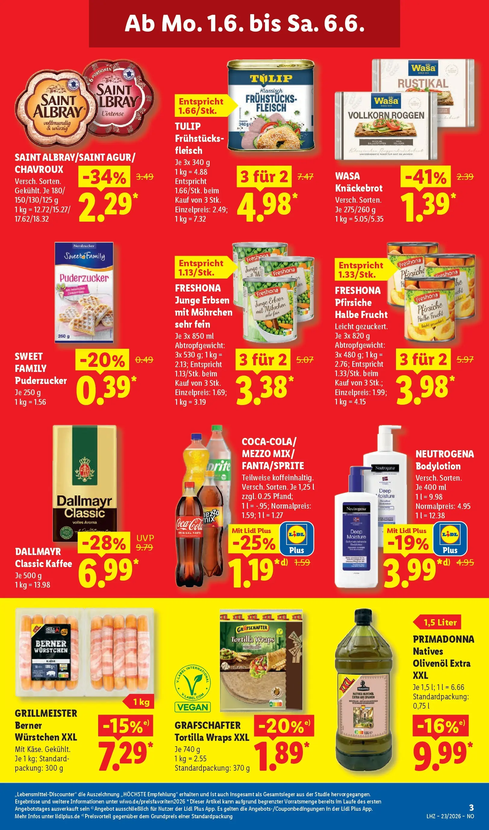 Lidl Prospekt Braunschweig (ab 31.05.2026) zum Blättern » Angebote | Seite: 9 | Produkte: Coca cola, Kaffee, Olivenol, Erbsen