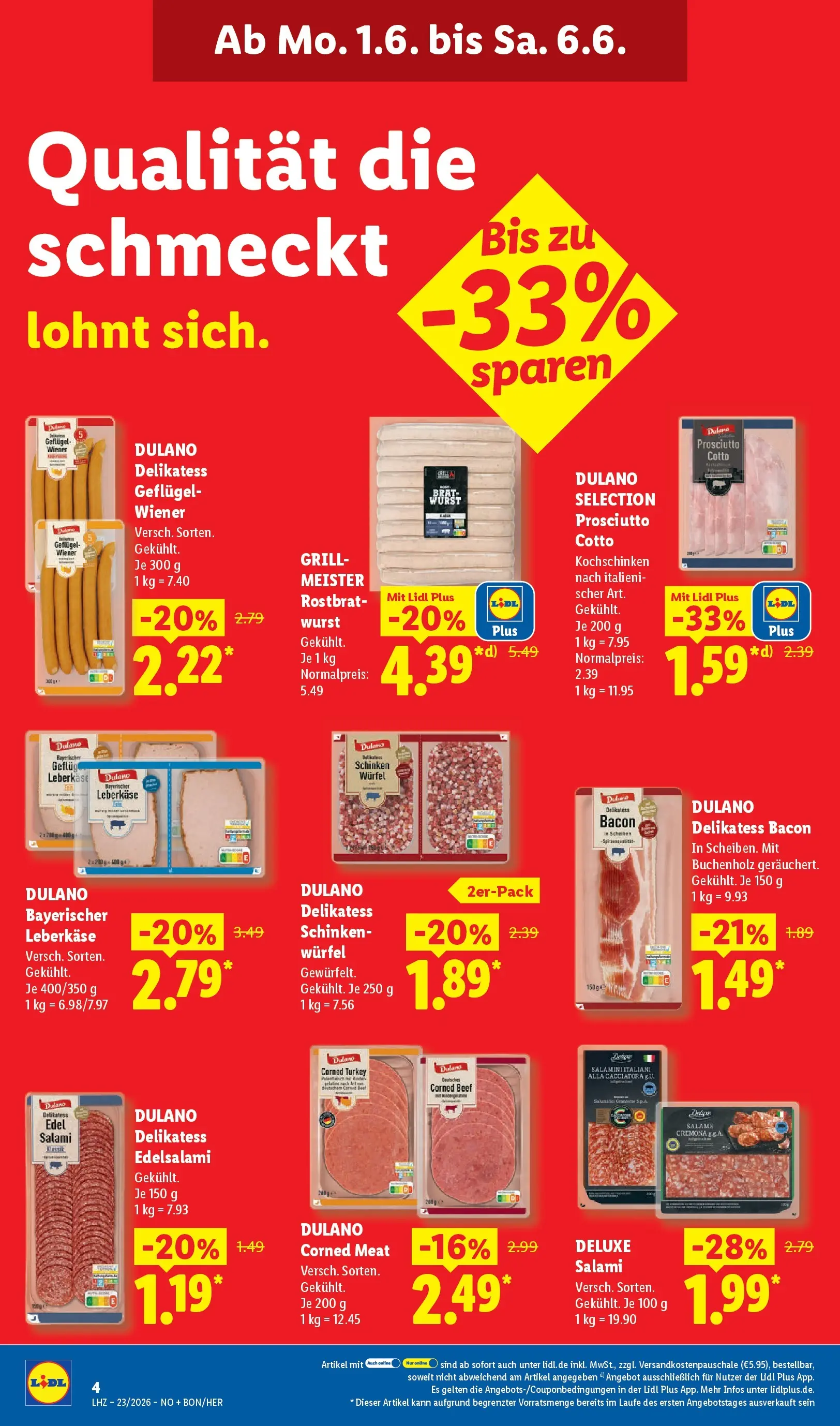 Lidl Prospekt Braunschweig (ab 31.05.2026) zum Blättern » Angebote | Seite: 10 | Produkte: Wurst, Salami, Schinken, Leberkase