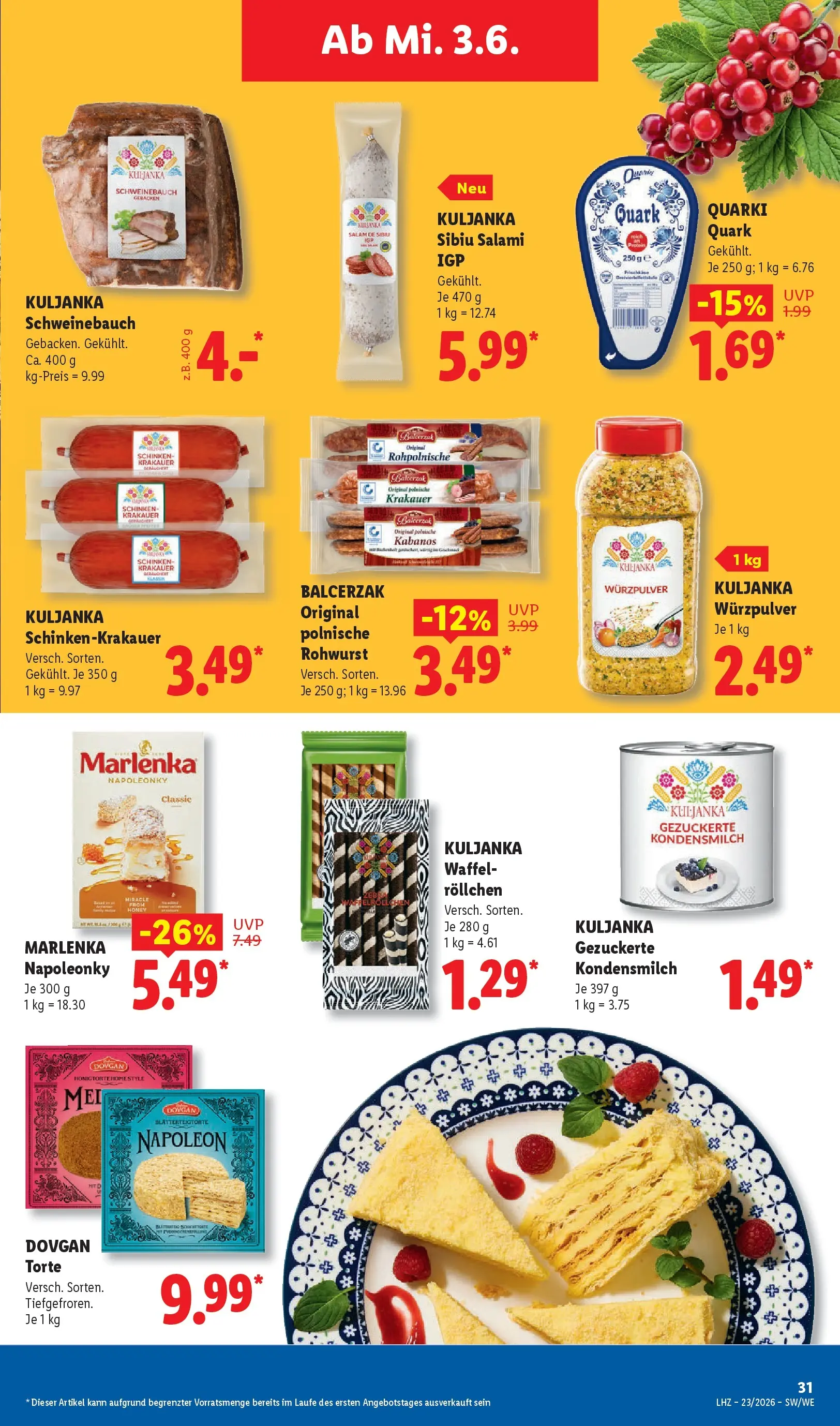 Lidl Prospekt Weikersheim (ab 31.05.2026) » Angebote online | Seite: 55 | Produkte: Quark, Schweinebauch, Salami, Schinken Lidl Prospekt Weikersheim (ab 31.05.2026) zum Blättern » Angebote | Seite: 55 | Produkte: Quark, Schweinebauch, Salami, Schinken