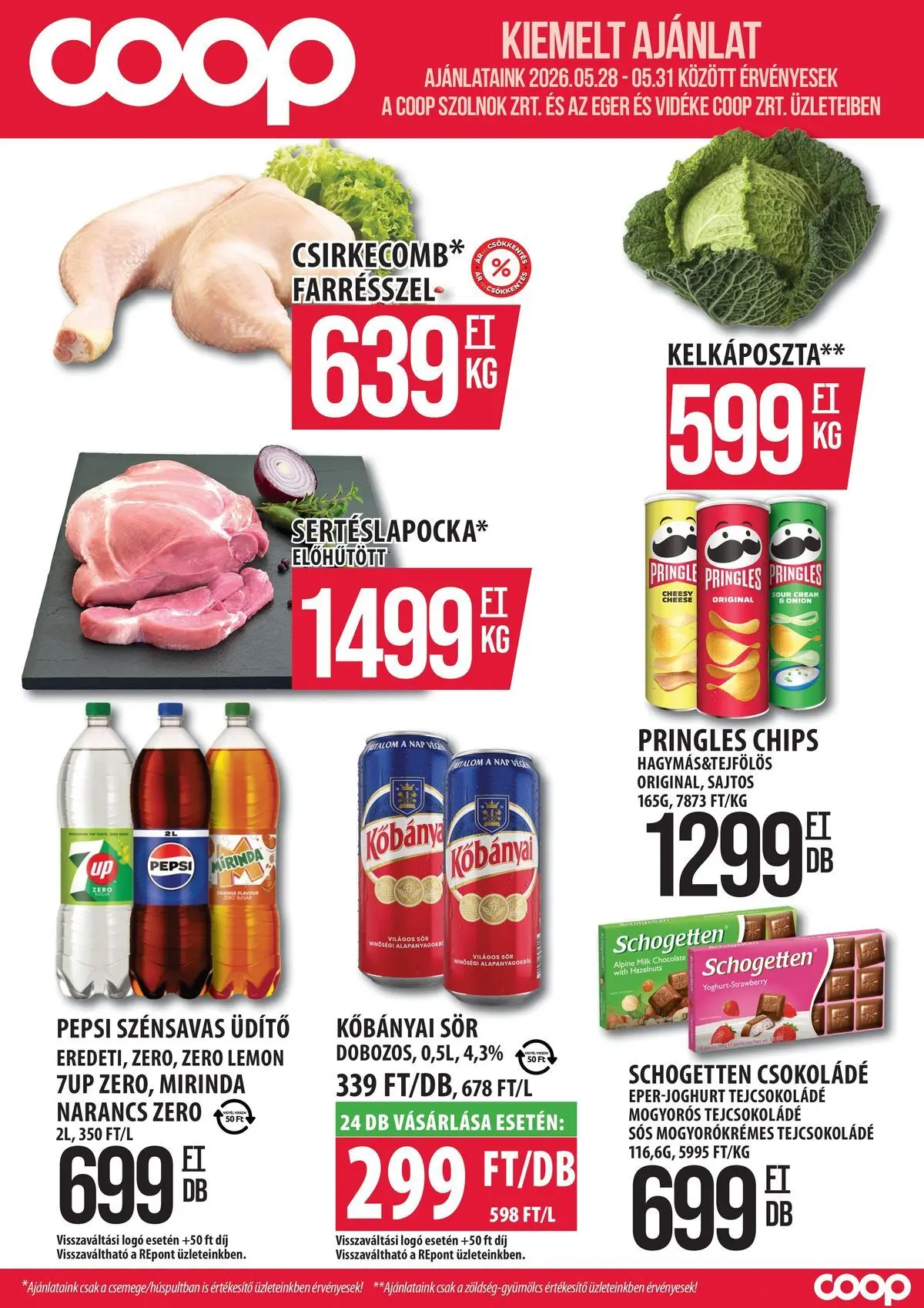 COOP Szolnok akciós újság Békésszentandrás - 2026.05.28. -tól/töl > akció, lapozható szórólap 🛍️ | Oldal: 1 | Termékek: Chips, Egér, Pepsi, Kelkáposzta