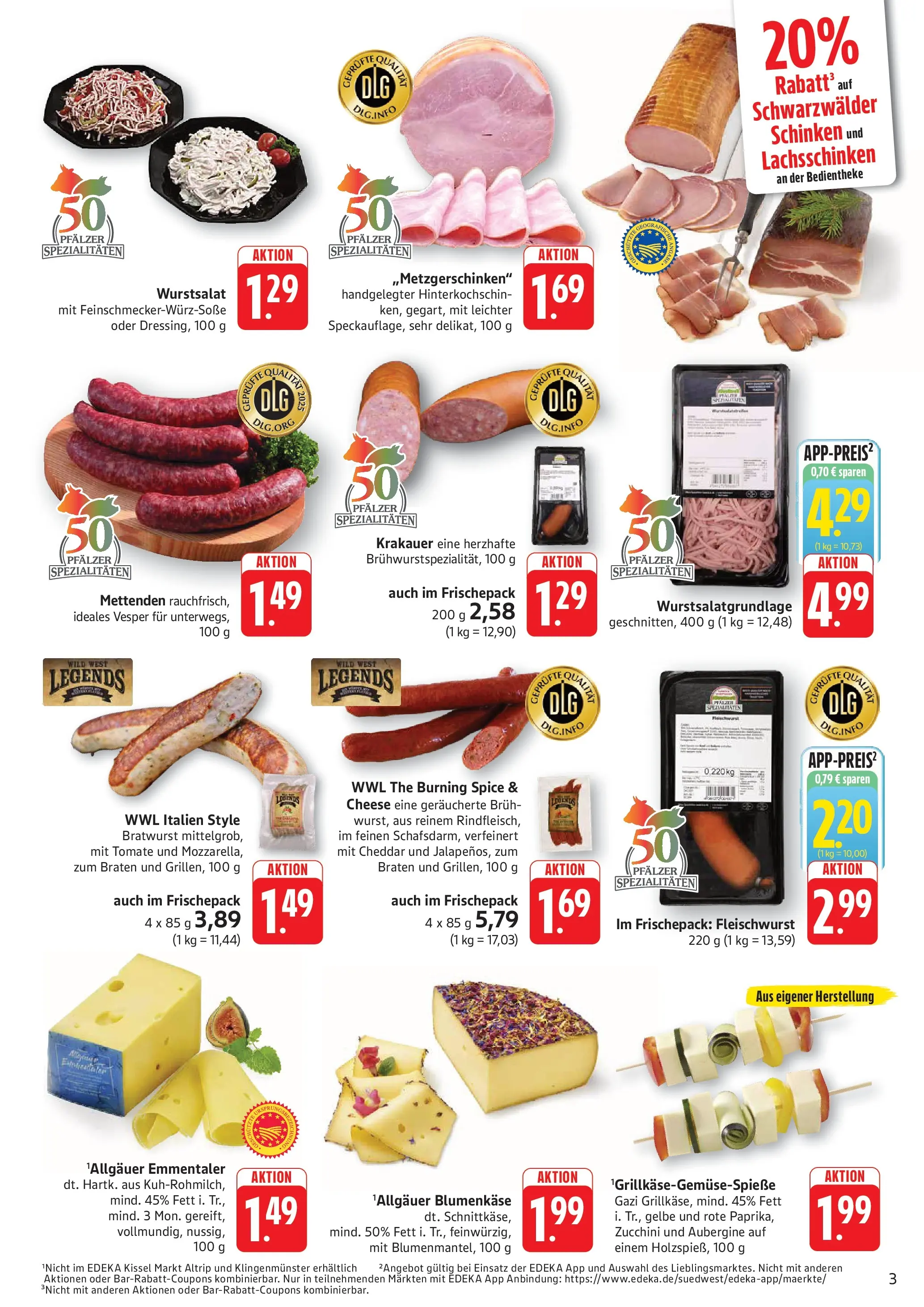 Edeka prospekt Kröppen (ab 26.05.2026) » Angebote Online | Seite: 3 | Produkte: Bratwurst, Aubergine, Schinken, Zucchini