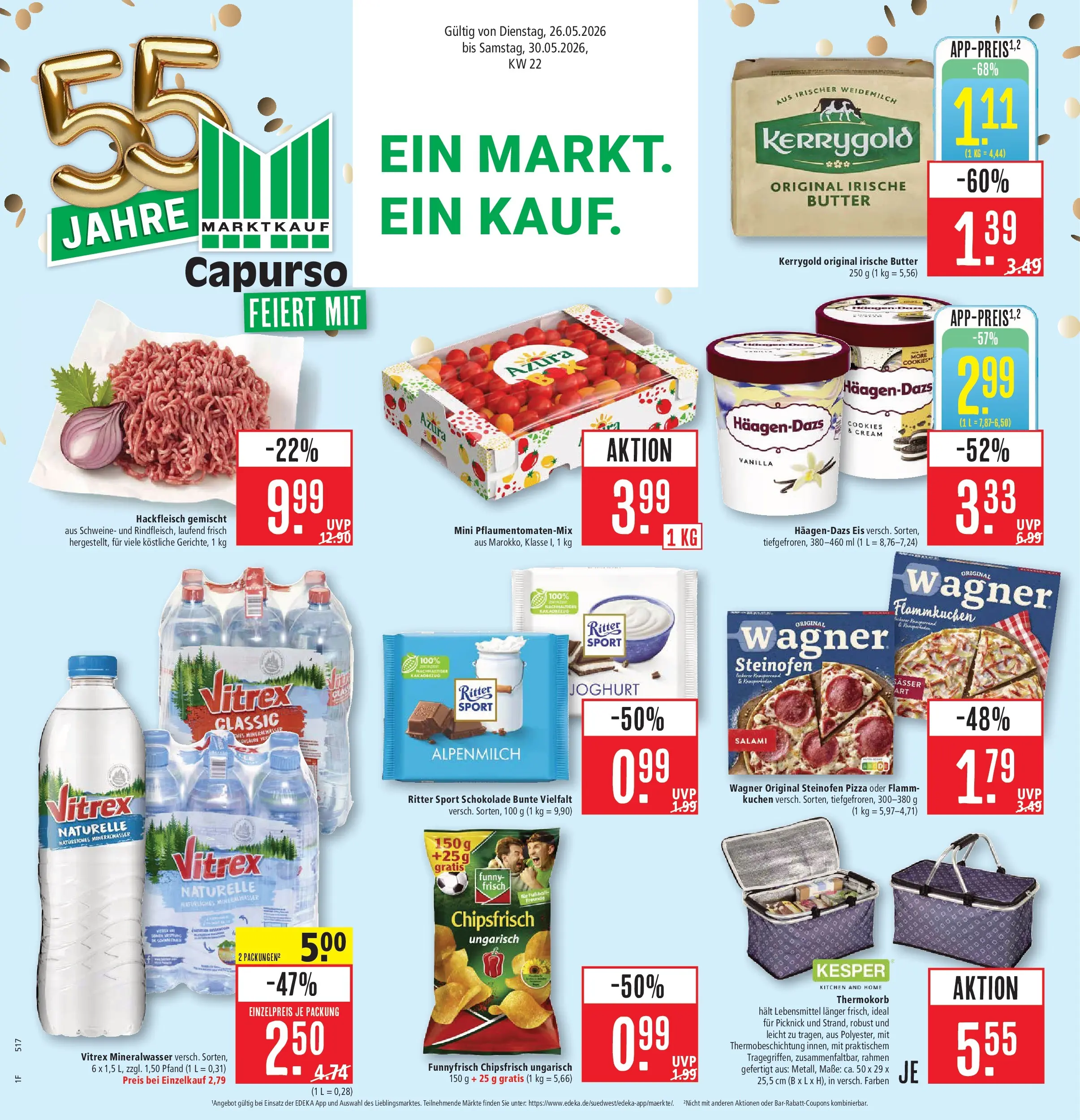 Marktkauf Prospekt Schorndorf (ab 26.05.2026) » Angebote online | Seite: 1 | Produkte: Butter, Ritter sport, Kuchen, Eis
