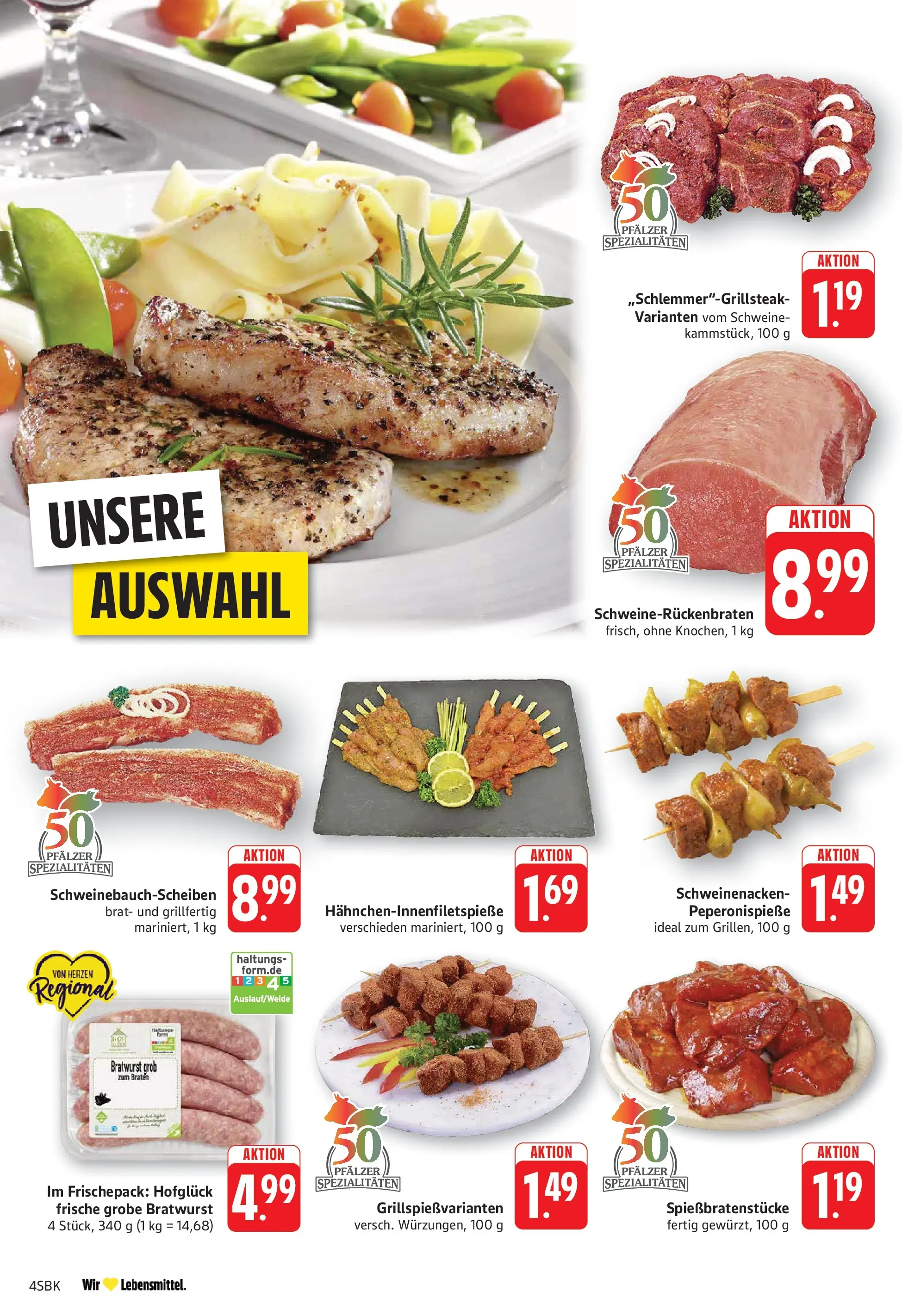E center Prospekt Walldorf (ab 26.05.2026) zum Blättern | Seite: 4 | Produkte: Bratwurst, Schweinenacken