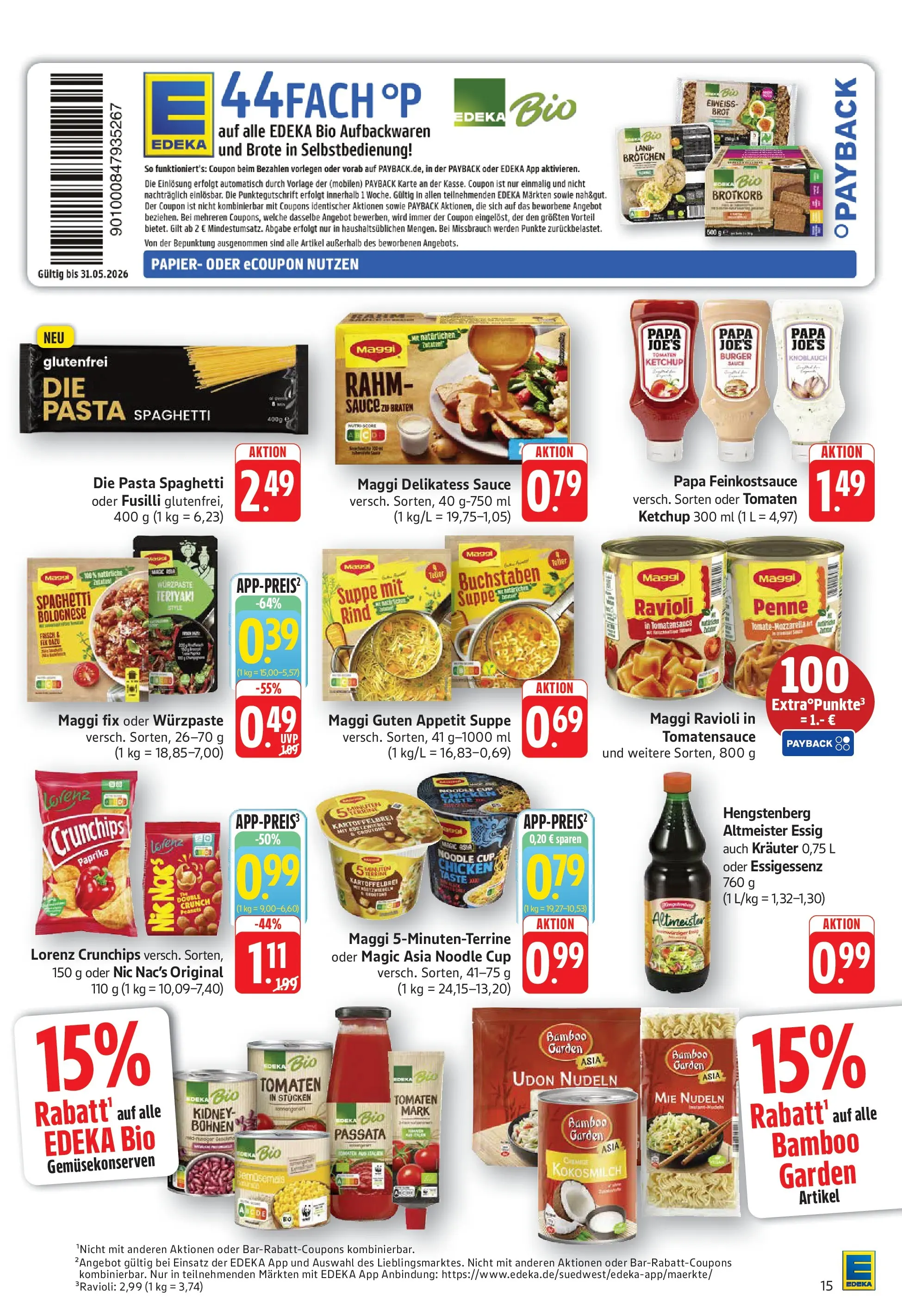 Edeka prospekt Geislingen (ab 26.05.2026) » Angebote Online | Seite: 15 | Produkte: Maggi fix, Lorenz crunchips, Chips, Ketchup