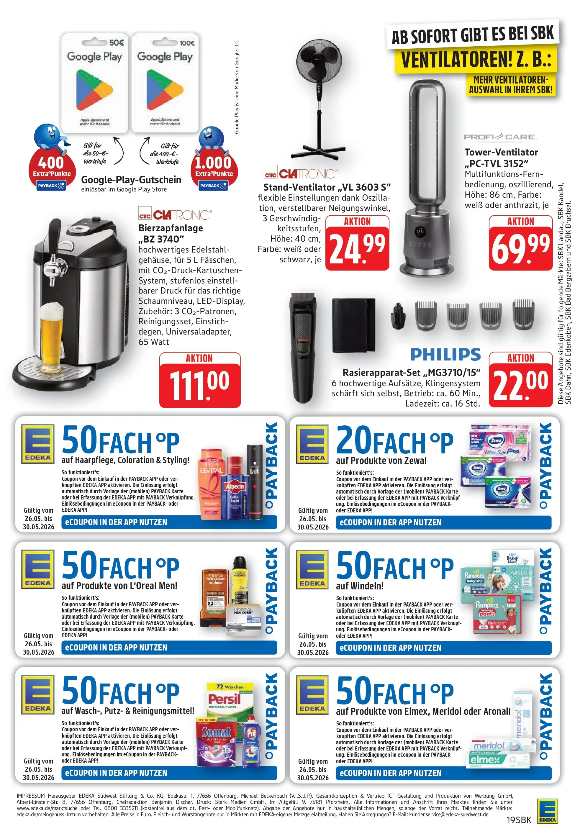 E center Prospekt Walldorf (ab 26.05.2026) zum Blättern | Seite: 19 | Produkte: Philips, Zewa, Pril, Fleisch