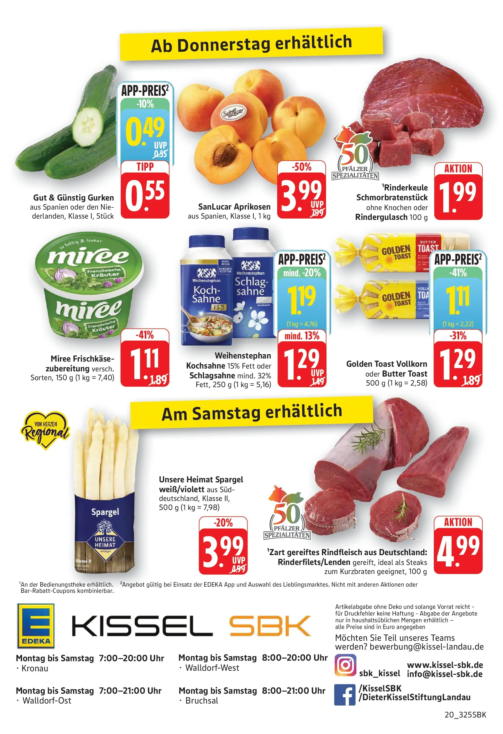 E center Prospekt Walldorf (ab 26.05.2026) zum Blättern | Seite: 20 | Produkte: Rindergulasch, Butter, Spargel, Frischkase