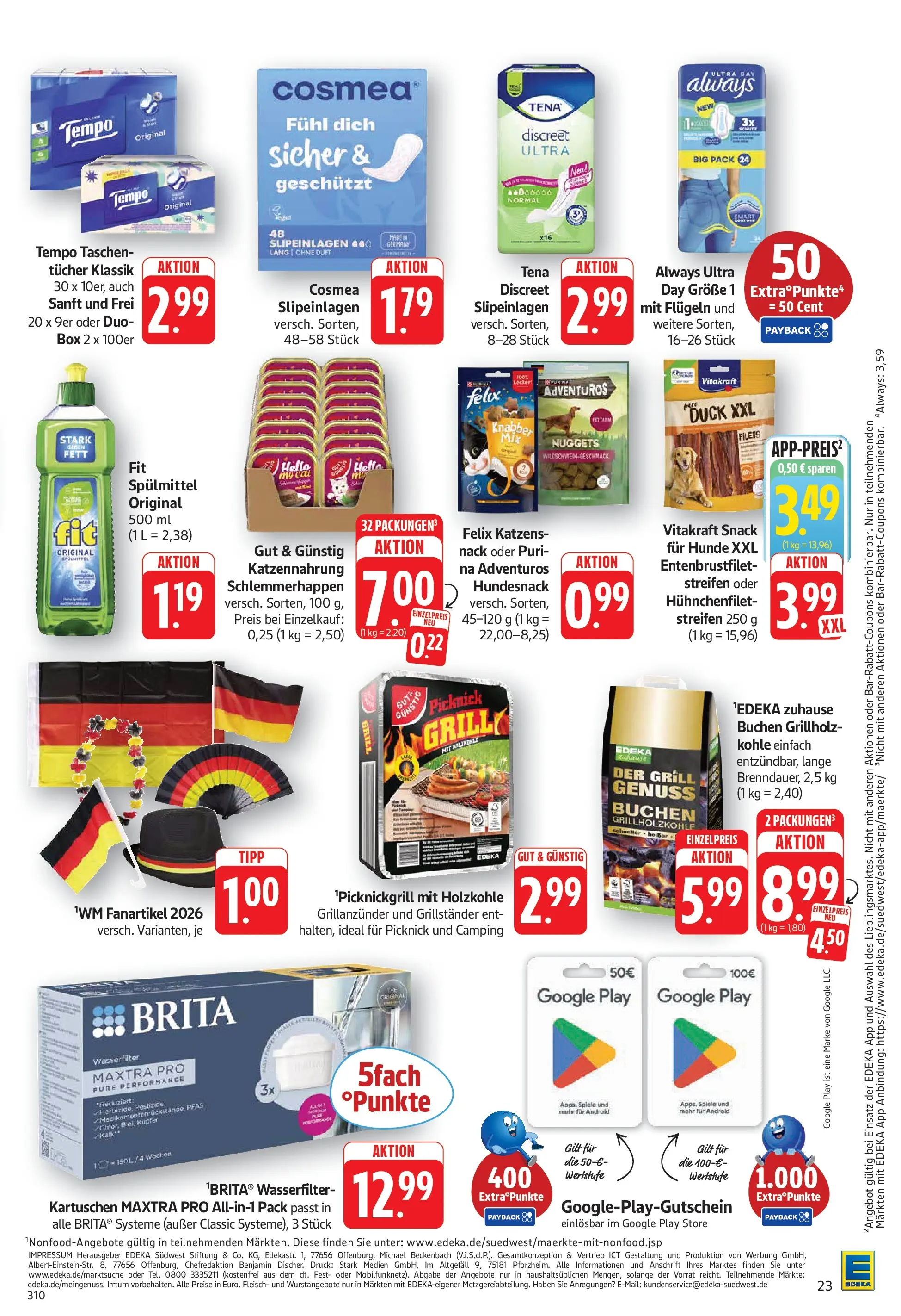 Edeka prospekt Geislingen (ab 26.05.2026) » Angebote Online | Seite: 23 | Produkte: Grill, Box, Tempo, Fleisch