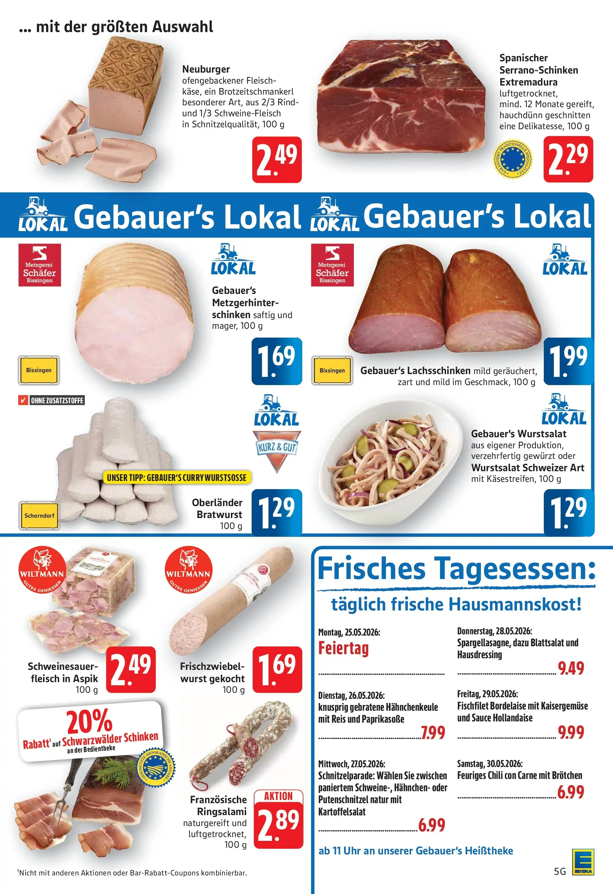 Edeka prospekt Göppingen (ab 26.05.2026) » Angebote Online | Seite: 5 | Produkte: Wurst, Chili, Schweinefleisch, Fleisch