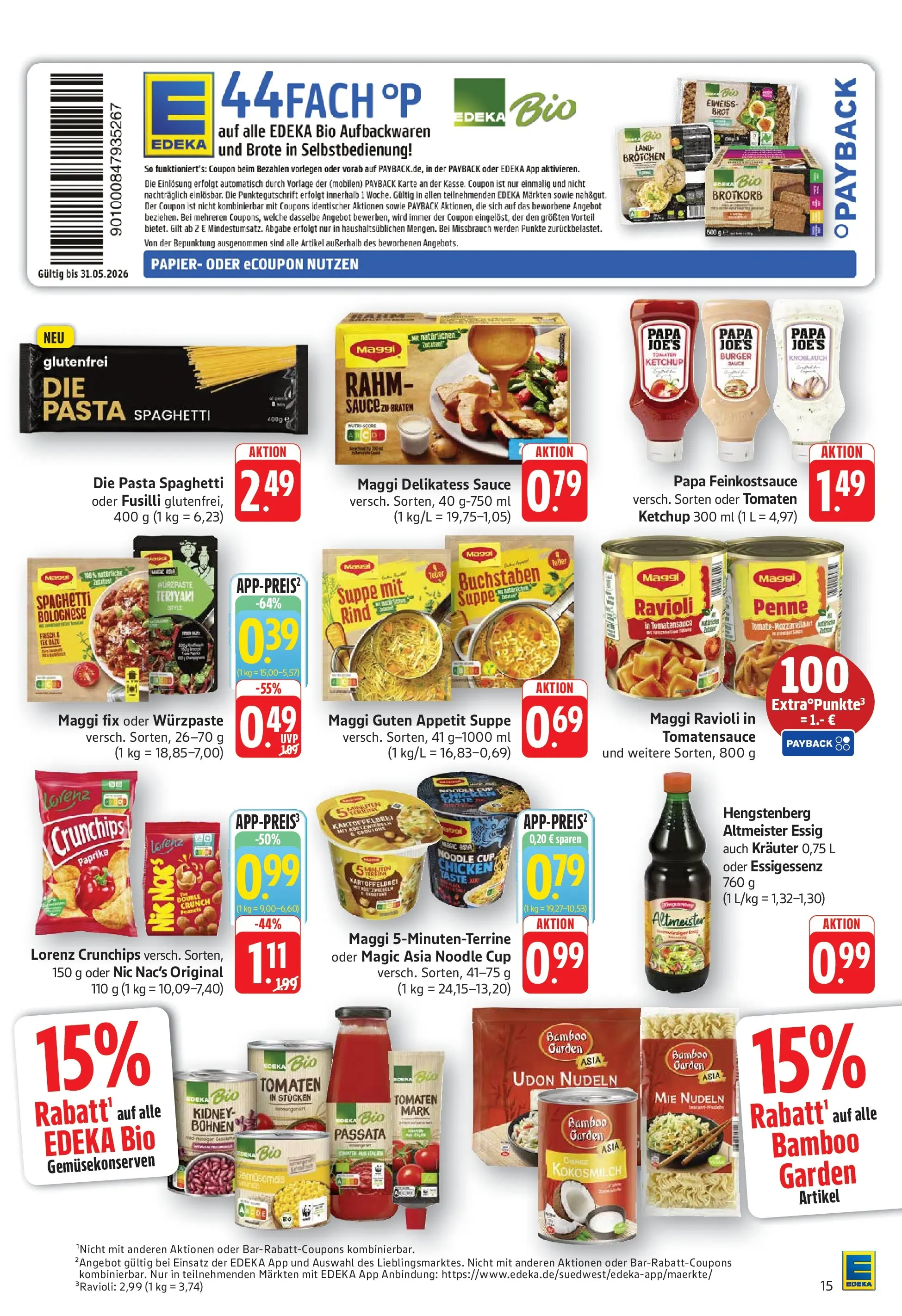 Edeka prospekt Göppingen (ab 26.05.2026) » Angebote Online | Seite: 15 | Produkte: Tomaten, Maggi fix, Pasta, Ketchup