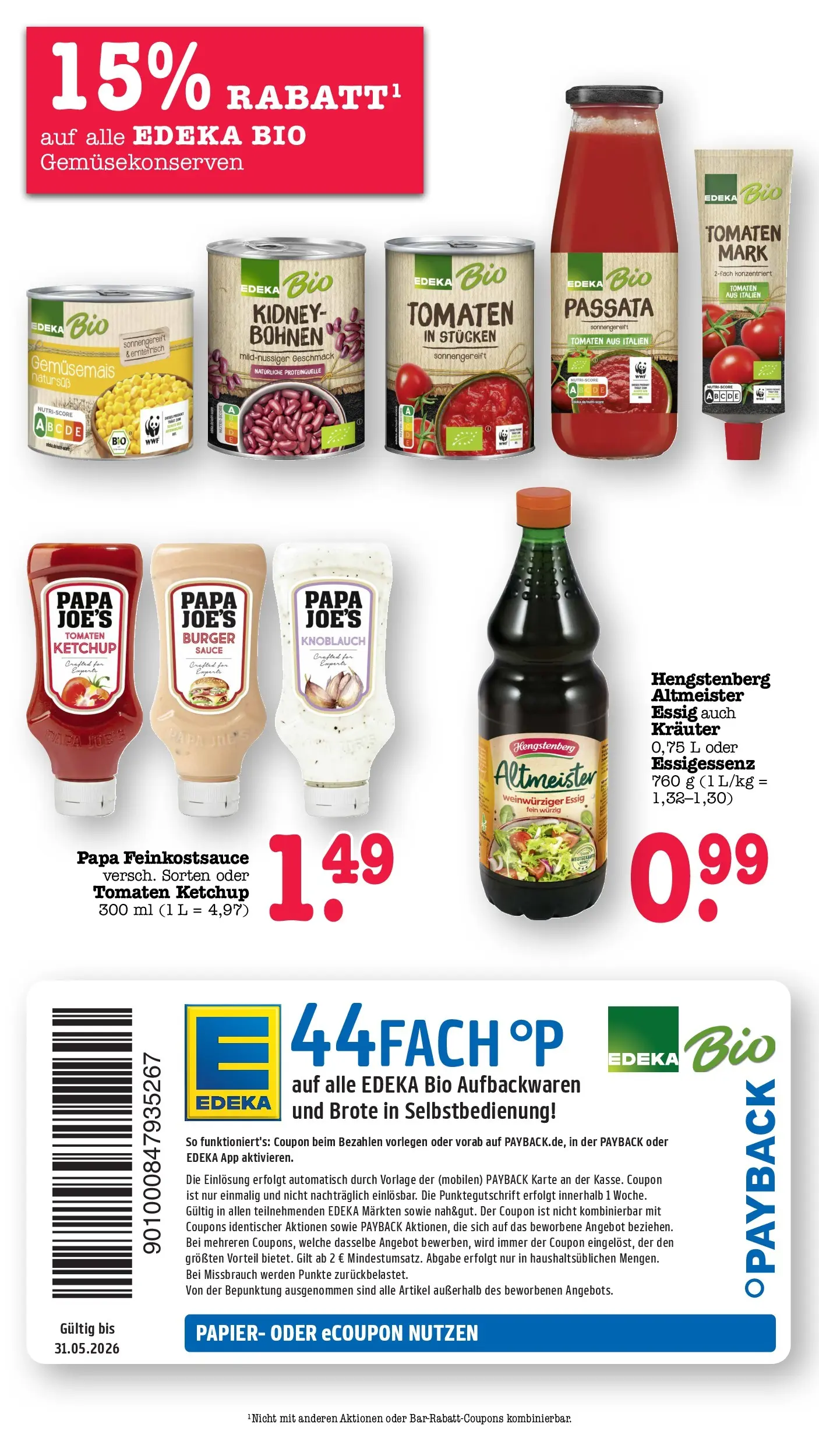 Edeka prospekt Wörth Am Rhein (ab 26.05.2026) » Angebote Online | Seite: 47 | Produkte: Essig, Burger, Tomaten, Ketchup