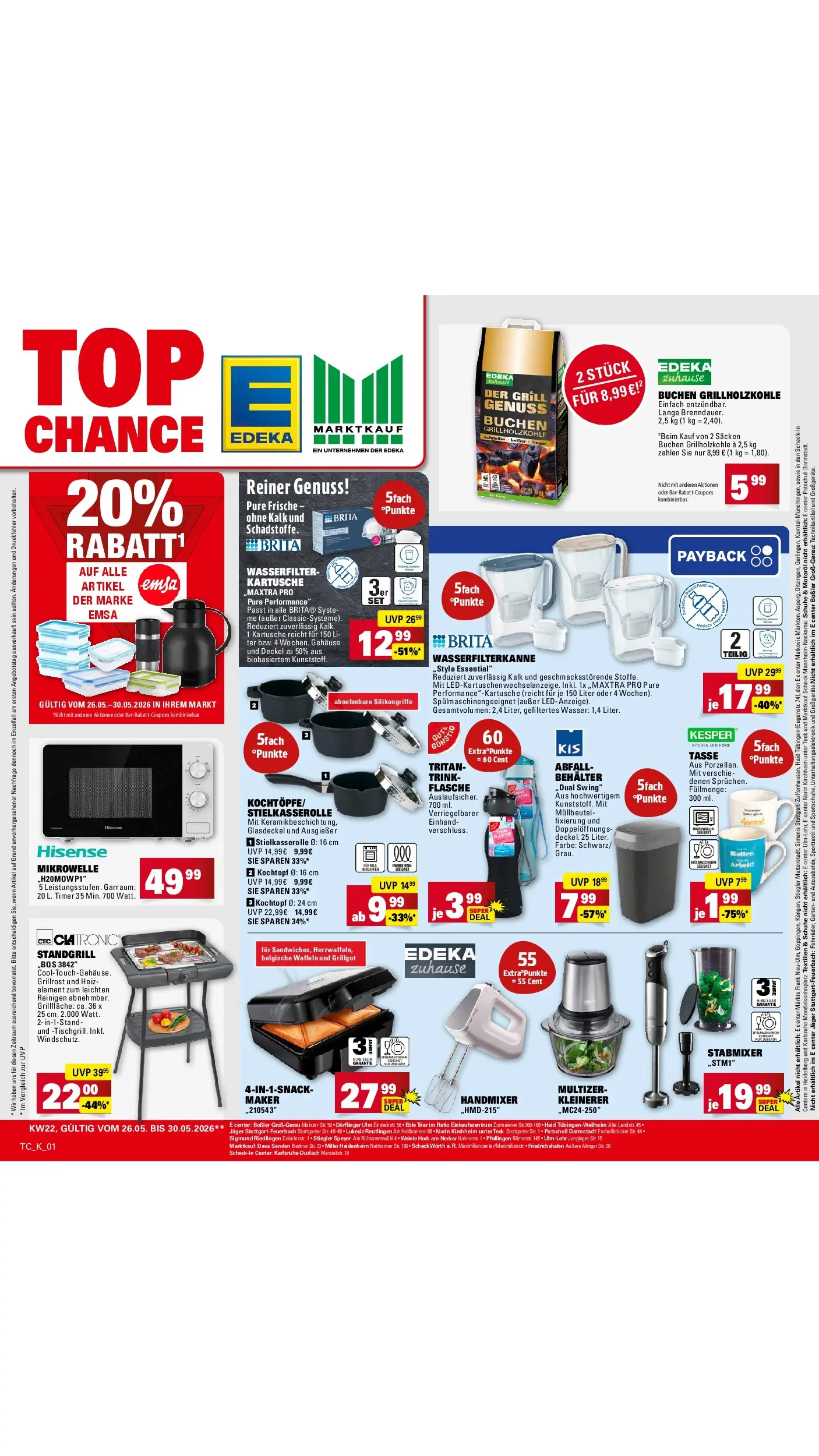 E center Prospekt Trier (ab 26.05.2026) zum Blättern | Seite: 56 | Produkte: Hisense, Mikrowelle, Handmixer, Wasser