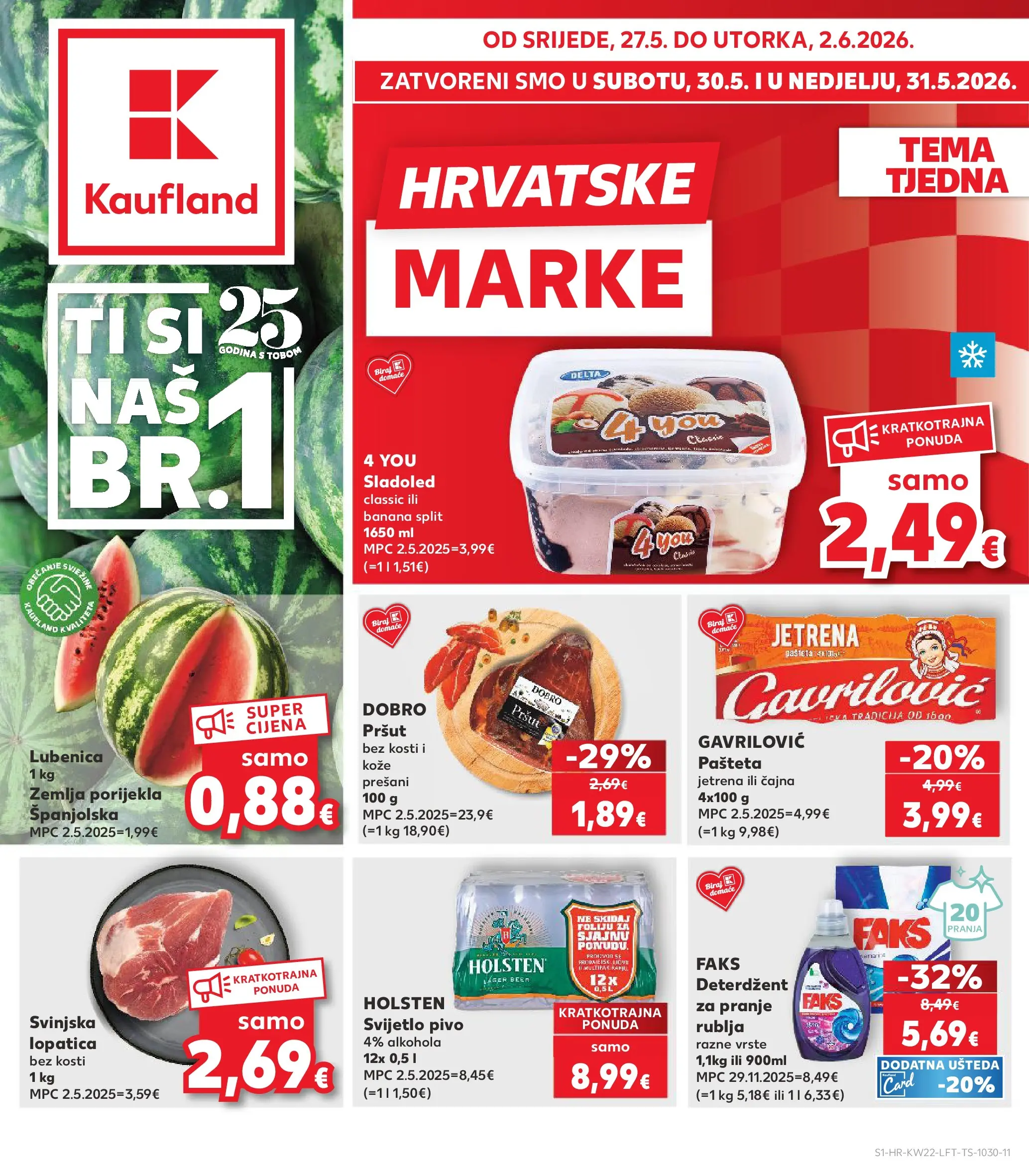 Kaufland - Kaufland katalog do 02.06.2026 novi od 26.05.2026 na listanje > letak digitalni | Stranica: 1 | Proizvodi: Svinjska lopatica, Deterdžent za pranje rublja, Deterdžent, Lopatica