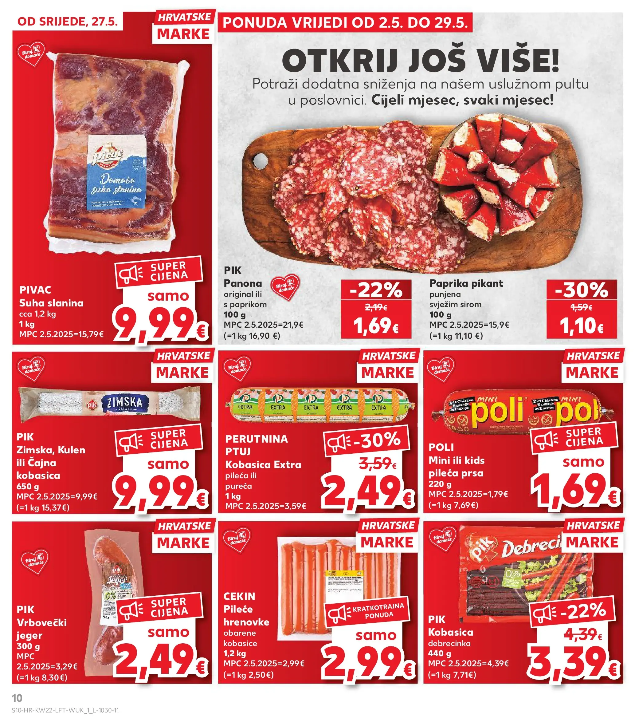 Kaufland - Kaufland katalog do 02.06.2026 novi od 26.05.2026 na listanje > letak digitalni | Stranica: 10 | Proizvodi: Hrenovke, Slanina, Paprika, Juha