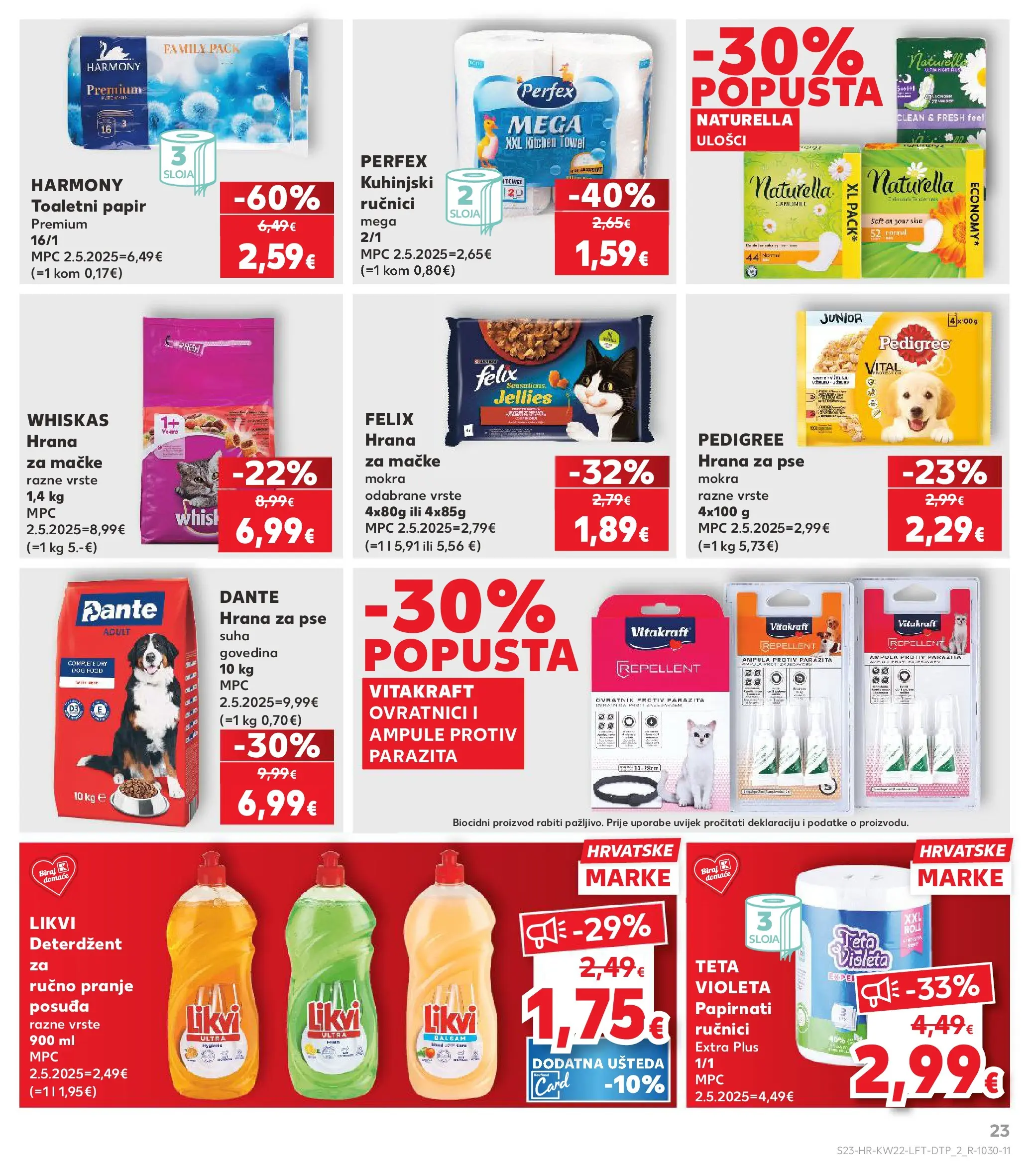 Kaufland - Kaufland katalog do 02.06.2026 novi od 26.05.2026 na listanje > letak digitalni | Stranica: 23 | Proizvodi: Whiskas, Deterdžent, Papirnati ručnici, Violeta