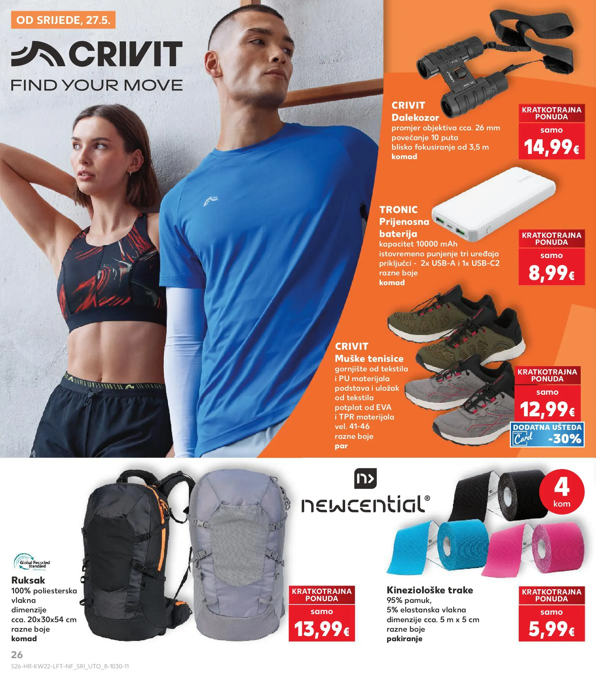 Kaufland - Kaufland katalog do 02.06.2026 novi od 26.05.2026 na listanje > letak digitalni | Stranica: 26 | Proizvodi: Baterija, Tenisice, Ruksak