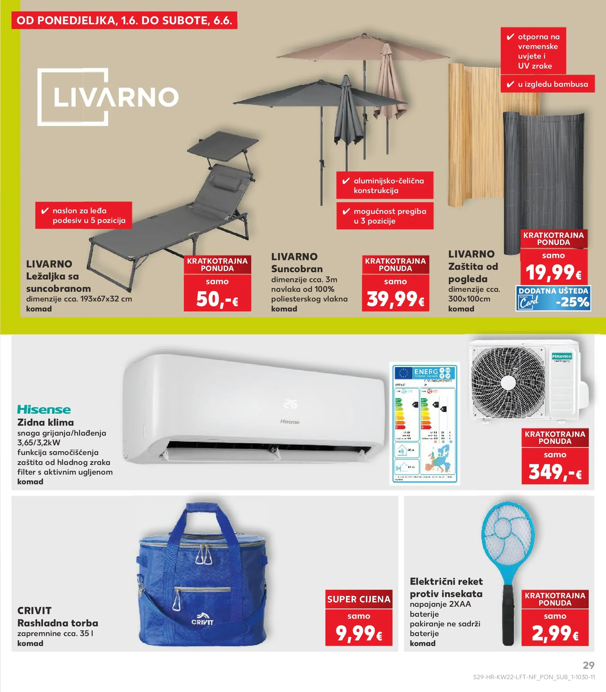 Kaufland - Kaufland katalog do 02.06.2026 novi od 26.05.2026 na listanje > letak digitalni | Stranica: 29 | Proizvodi: Klima, Baterije, Suncobran, Torba