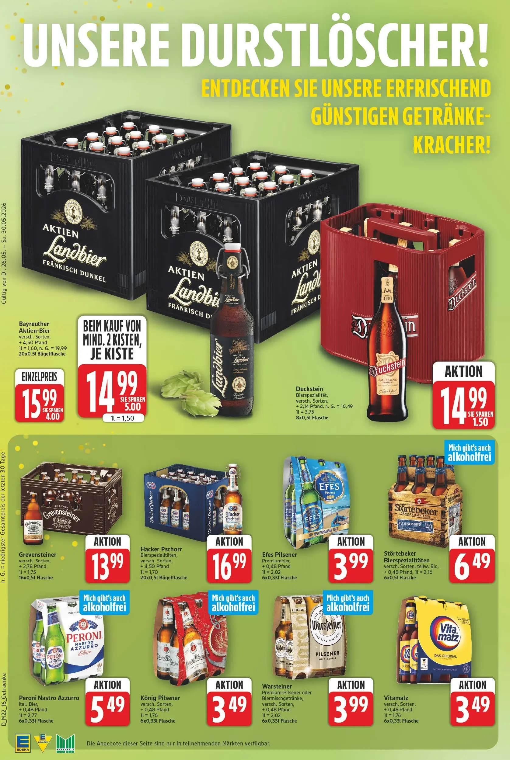 Marktkauf Prospekt Bad Salzuflen (ab 26.05.2026) » Angebote online | Seite: 16 | Produkte: Durstloscher, Konig pilsener, Warsteiner