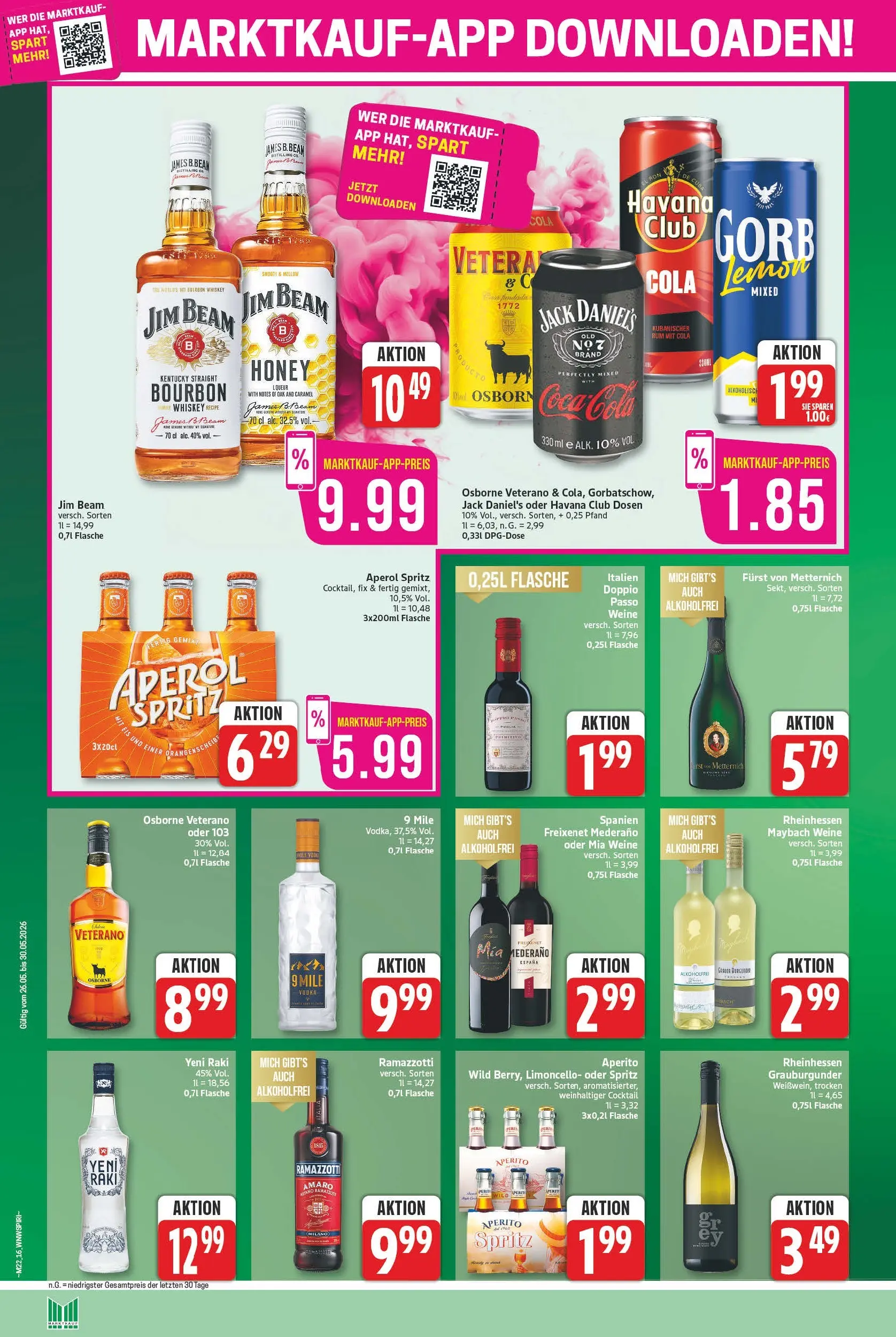 Marktkauf Prospekt Bad Salzuflen (ab 26.05.2026) » Angebote online | Seite: 18 | Produkte: Rum, Aperol, Bourbon, Ramazzotti