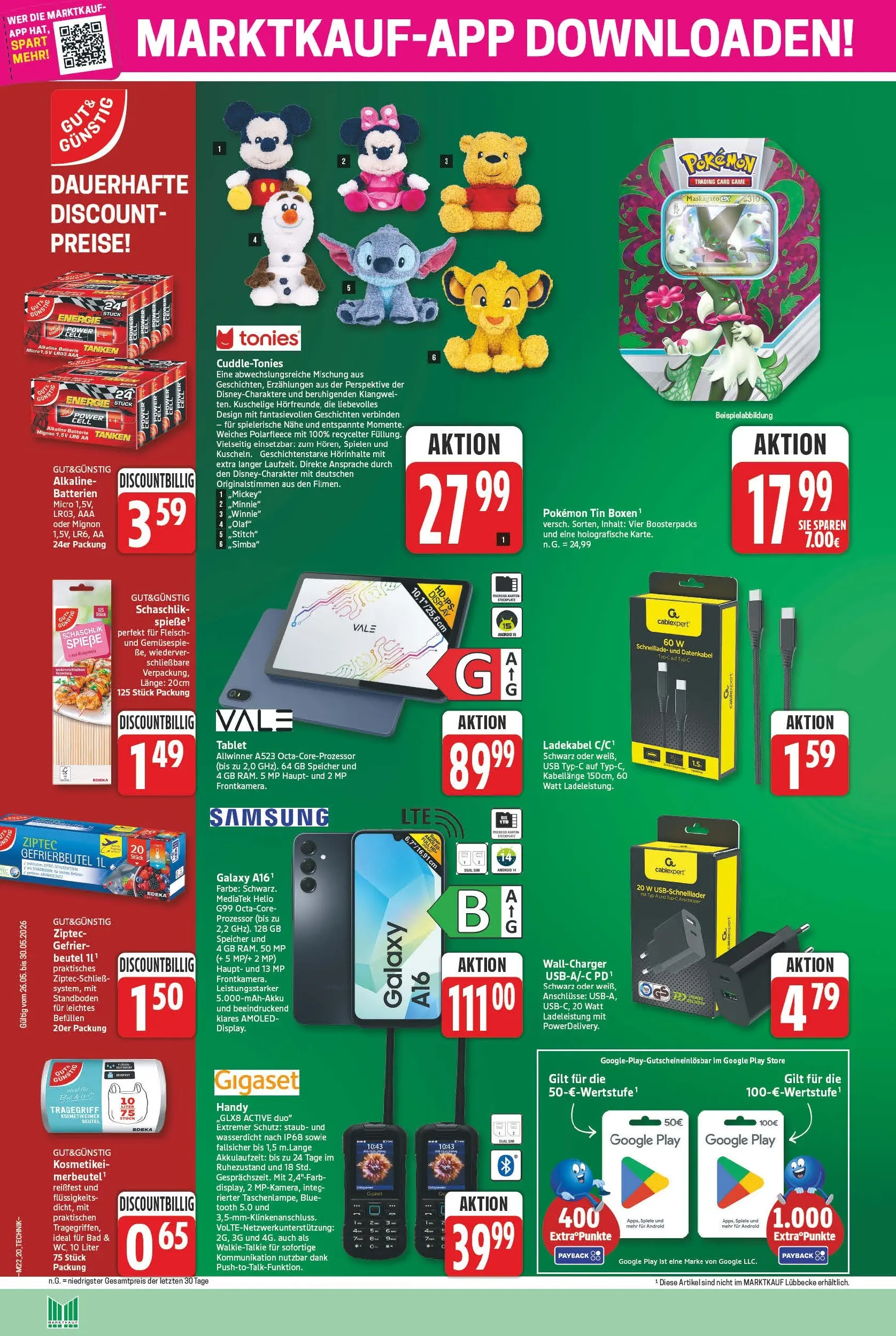 Marktkauf Prospekt Bad Salzuflen (ab 26.05.2026) » Angebote online | Seite: 22 | Produkte: USB, Ladekabel, Fleisch, Tablet