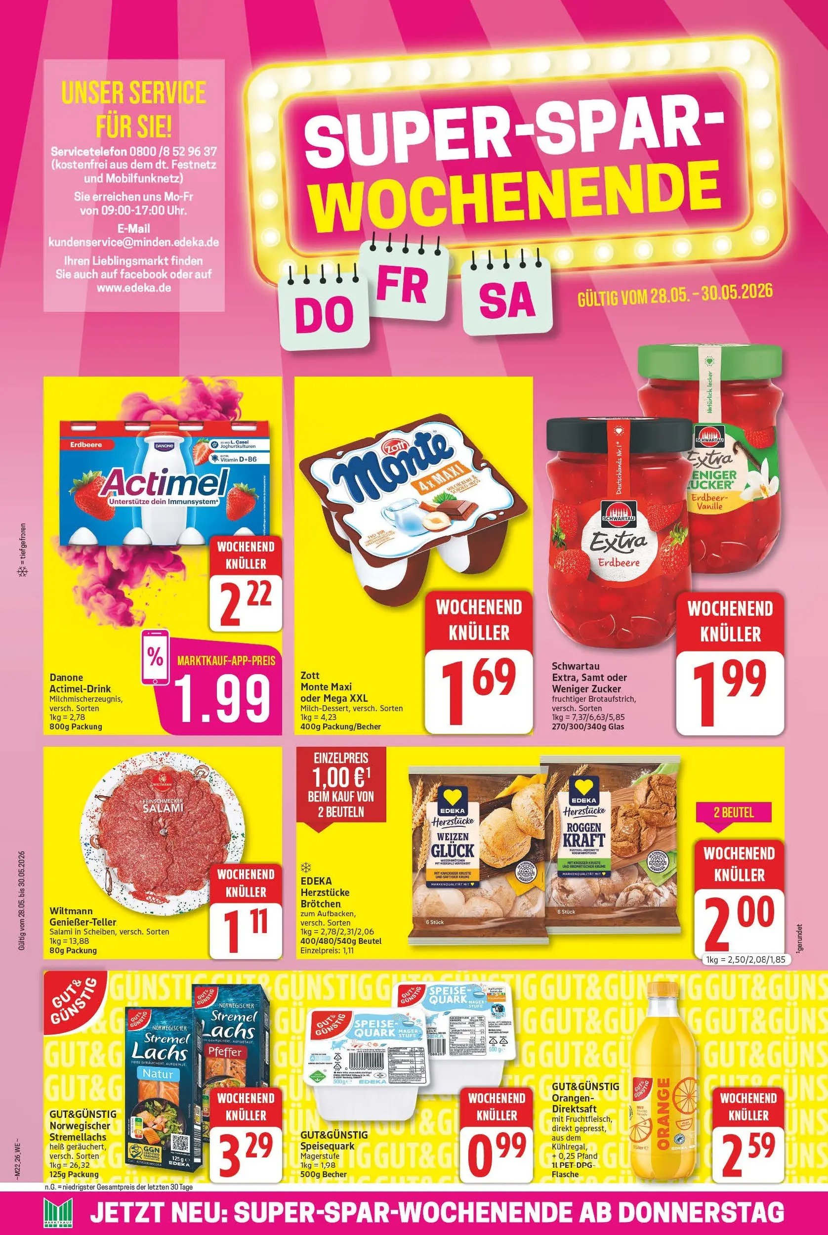 Marktkauf Prospekt Bad Salzuflen (ab 26.05.2026) » Angebote online | Seite: 28 | Produkte: Actimel, Zucker, Pfeffer, Salami