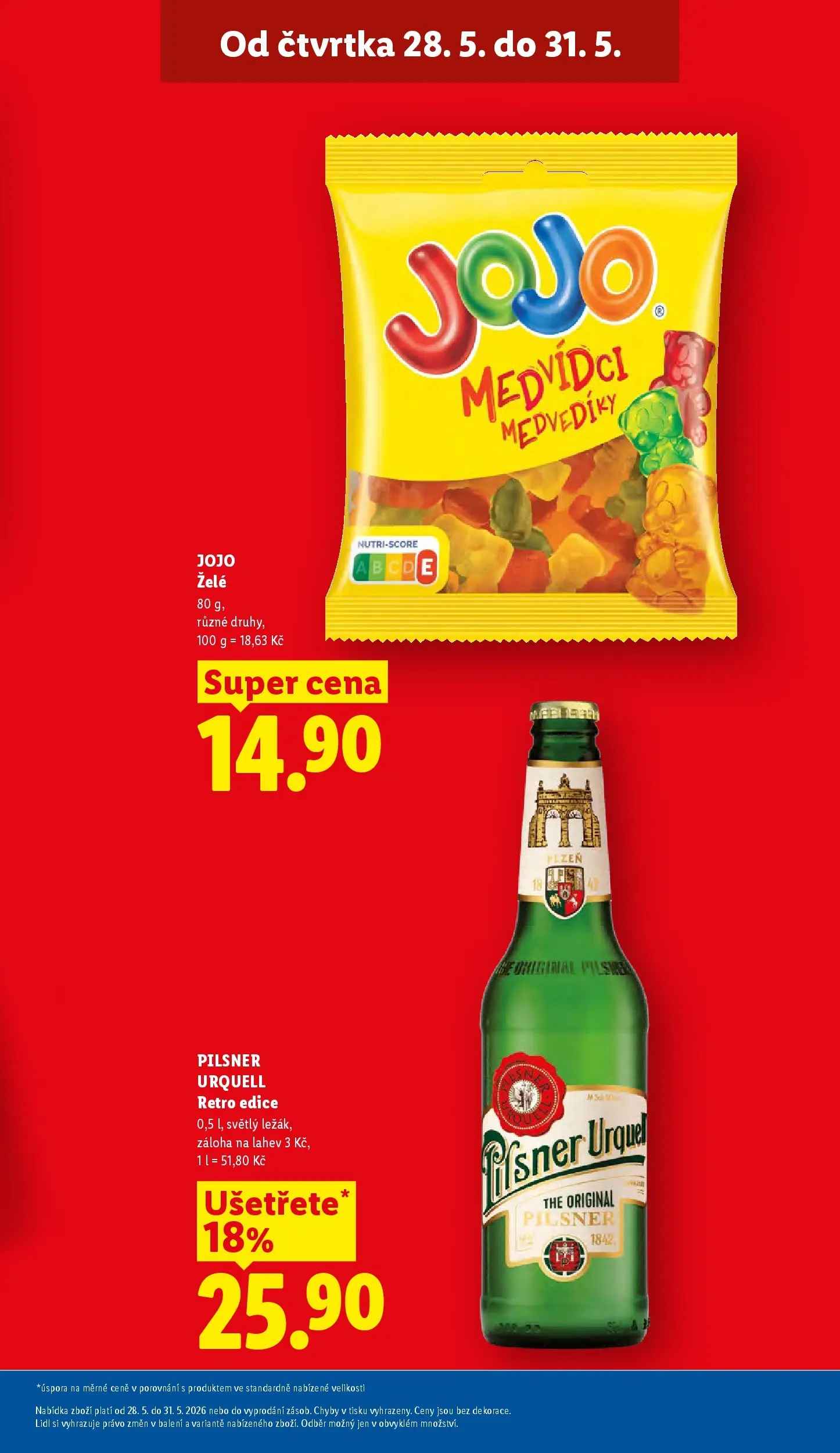 Lidl leták od 26.05.2026 - Nový akční leták | Strana: 7 | Produkty: Jojo, Pilsner, Pilsner Urquell, Láhev