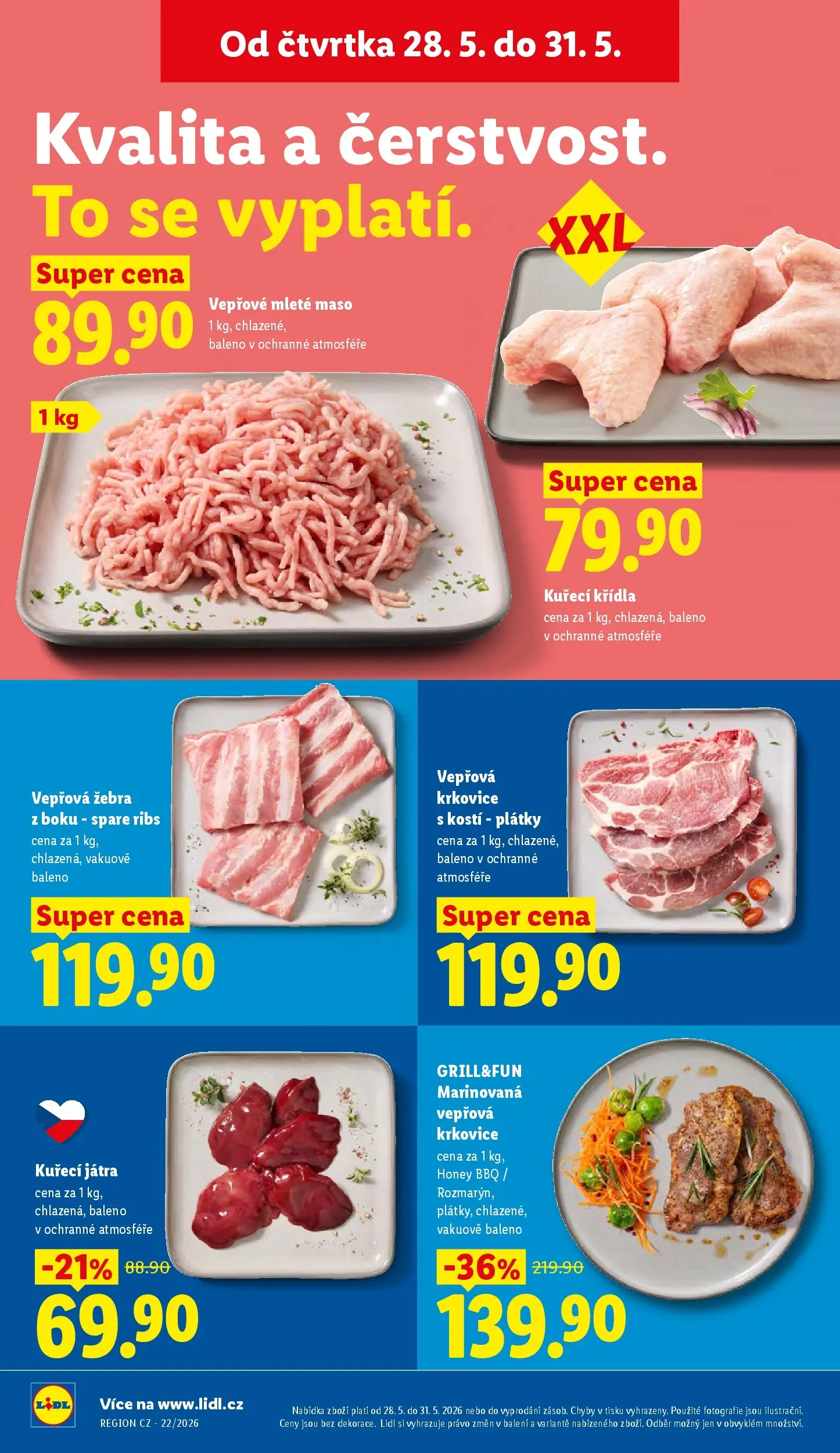 Lidl leták od 26.05.2026 - Nový akční leták | Strana: 14 | Produkty: Kuřecí Křídla, Kuřecí Játra, Mleté maso, Maso