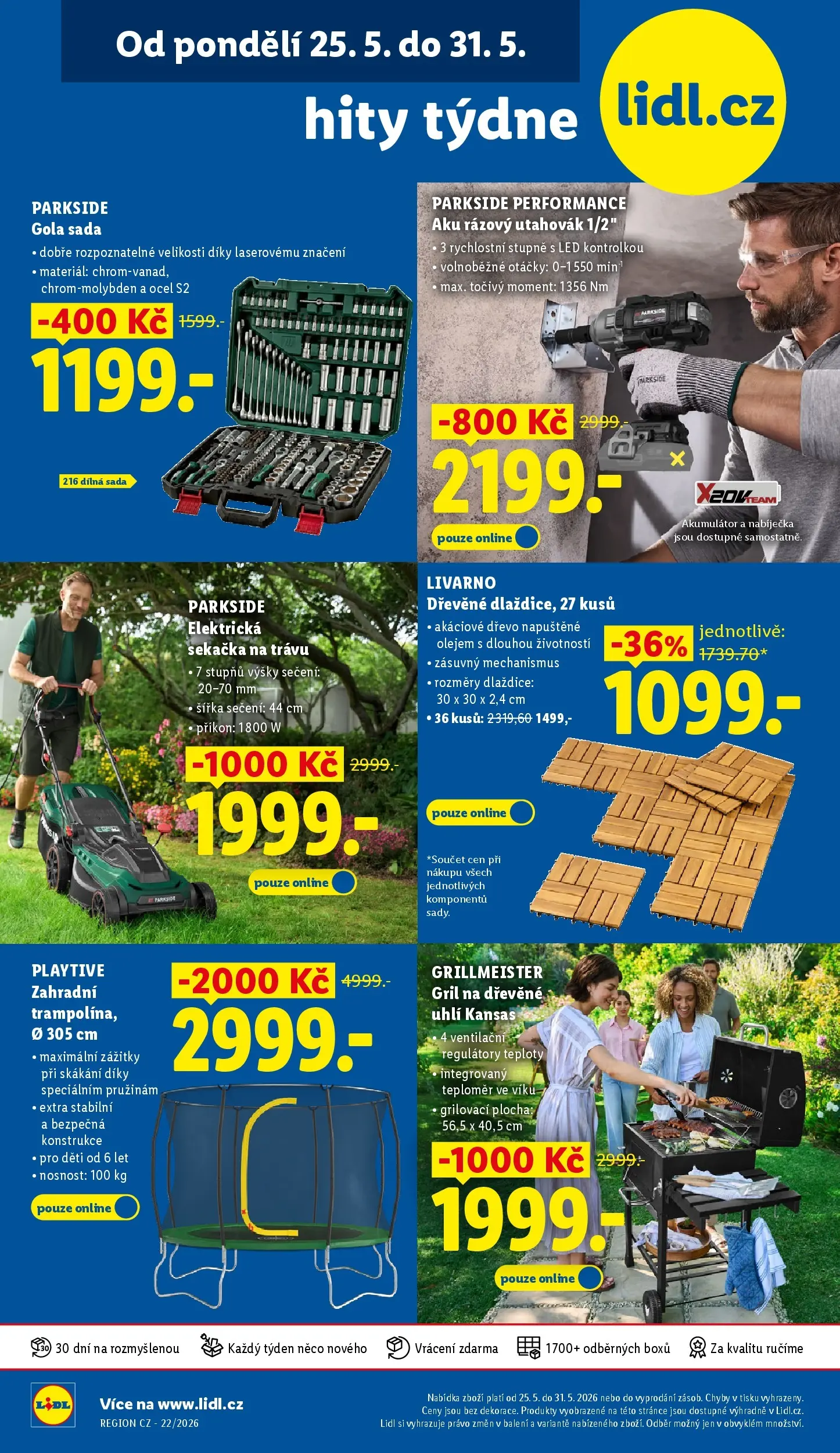 Lidl leták od 24.05.2026 - Nový akční leták | Strana: 48 | Produkty: Parkside, Gril, Elektrická sekačka, Aku rázový utahovák