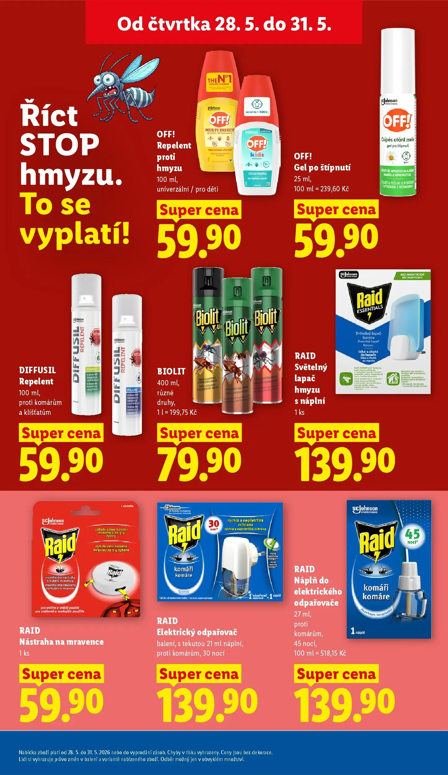 Lidl leták od 26.05.2026 - Nový akční leták | Strana: 50 | Produkty: Lapač hmyzu, Raid, Repelent