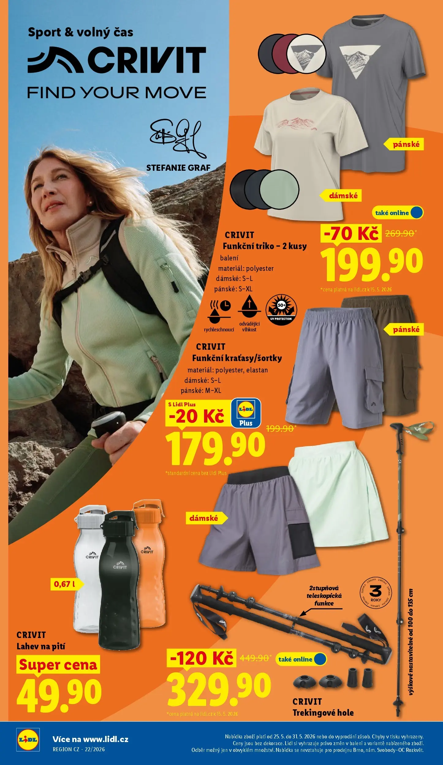 Lidl leták od 24.05.2026 - Nový akční leták | Strana: 40 | Produkty: Funkční triko, Trekingové hole, Láhev