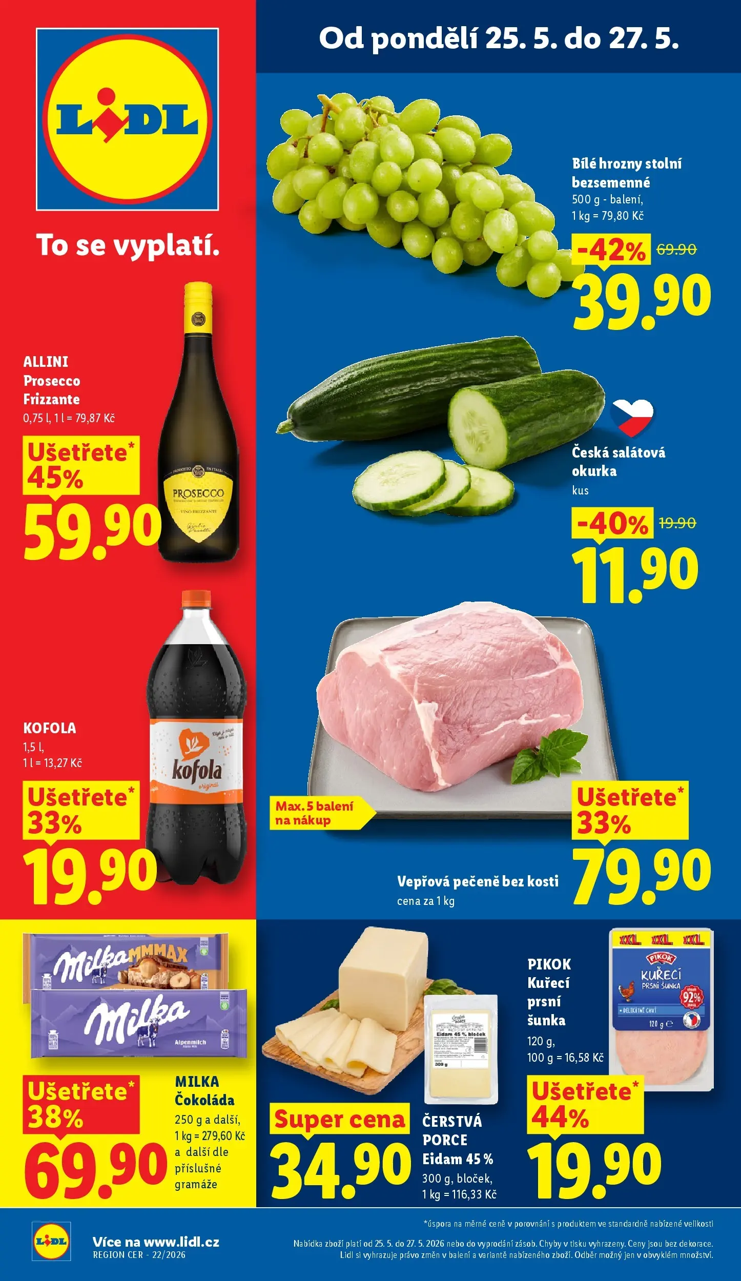 Lidl leták od 24.05.2026 - Nový akční leták | Strana: 1 | Produkty: Čokoláda, Milka, Šunka, Salátová okurka