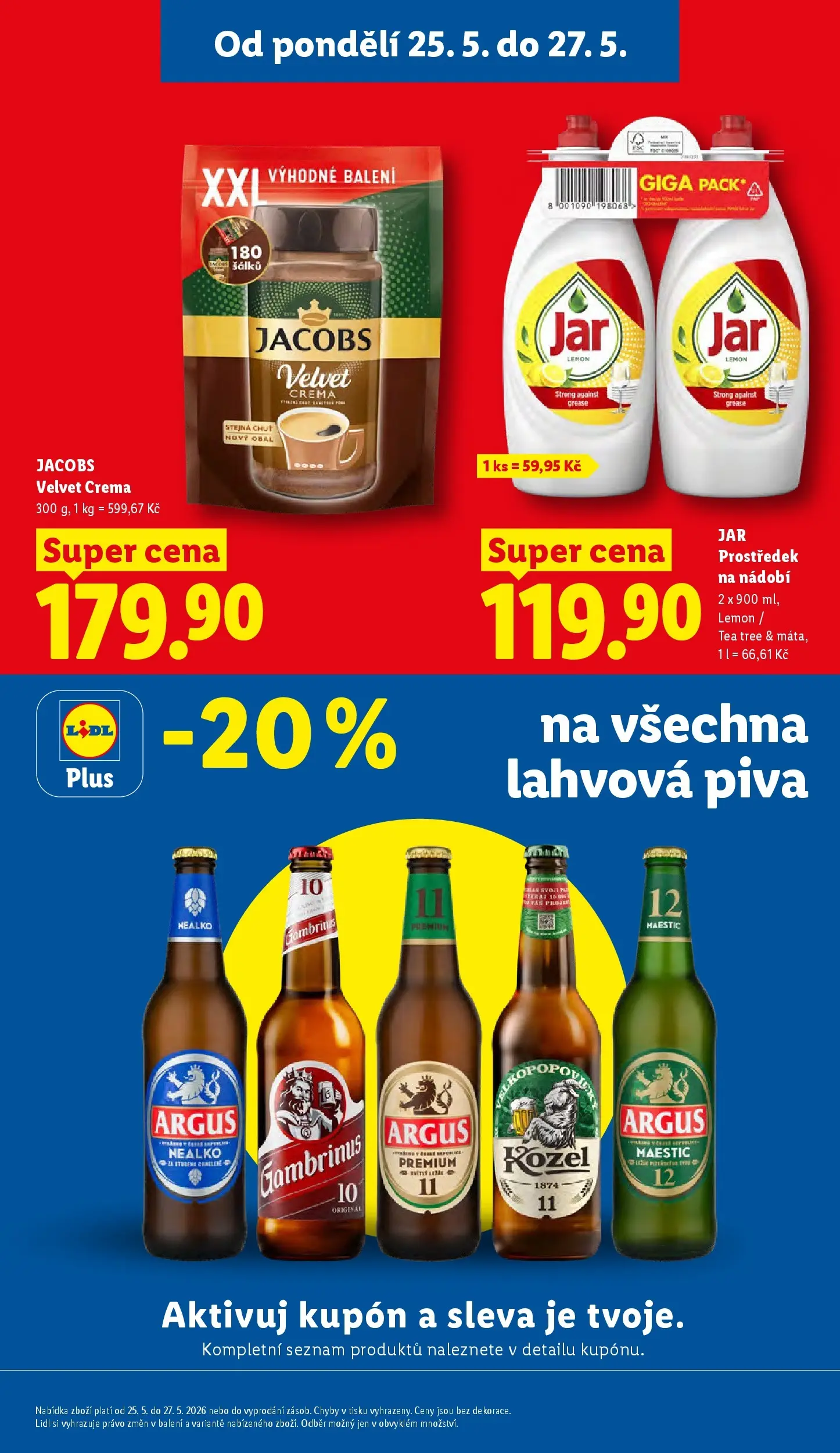 Lidl leták od 24.05.2026 - Nový akční leták | Strana: 3 | Produkty: Jacobs, Kozel 11, Velvet, Jar
