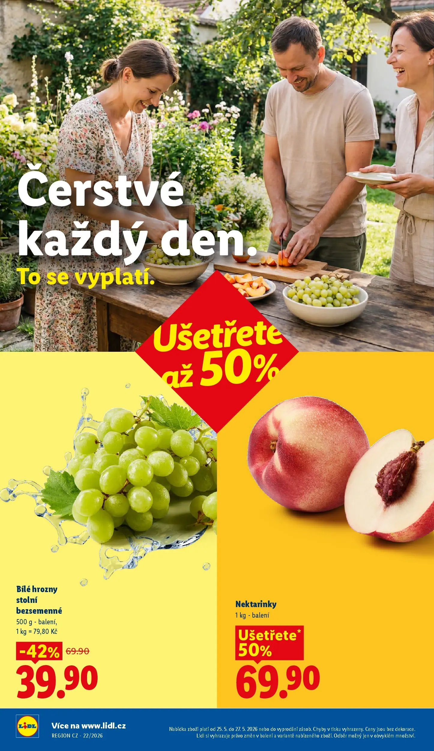 Lidl leták od 24.05.2026 - Nový akční leták | Strana: 10 | Produkty: Nektarinky, Bílé hrozny, Hrozny