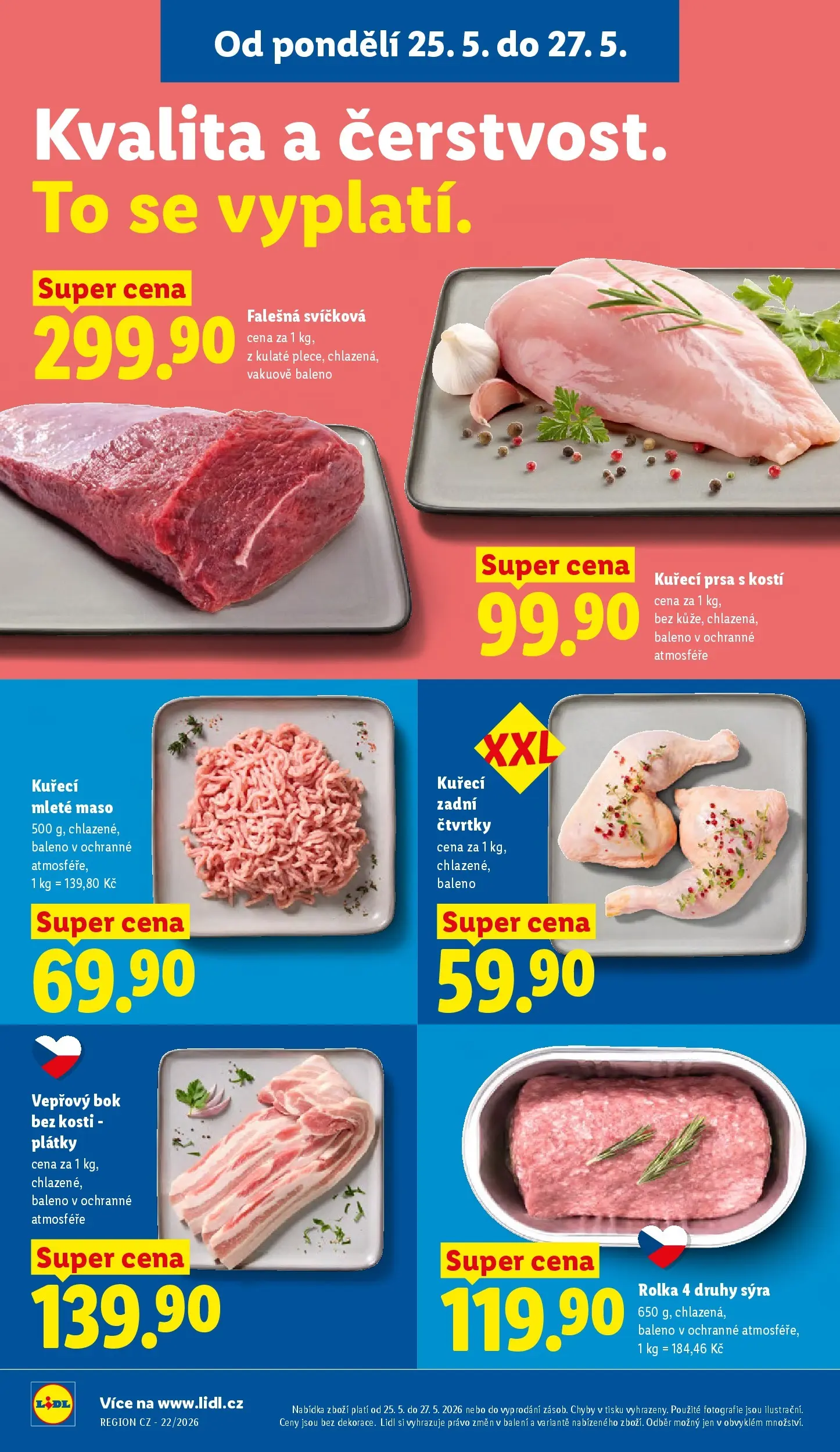 Lidl leták od 24.05.2026 - Nový akční leták | Strana: 14 | Produkty: Vepřový bok, Vepřový bok bez kosti, Mleté maso, Maso