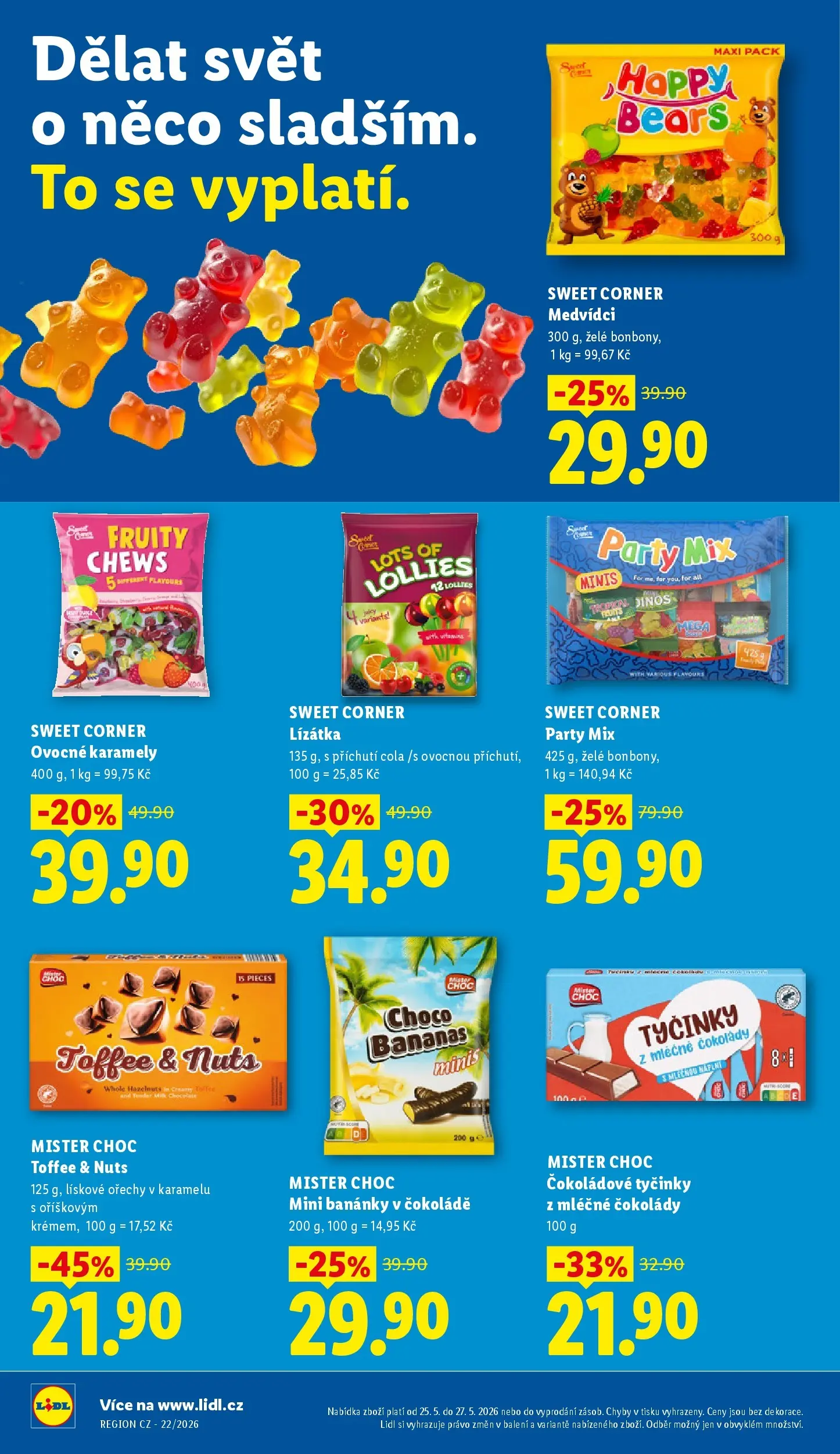 Lidl leták od 24.05.2026 - Nový akční leták | Strana: 20 | Produkty: Tyčinky, Party mix, Milk chocolate, Cola