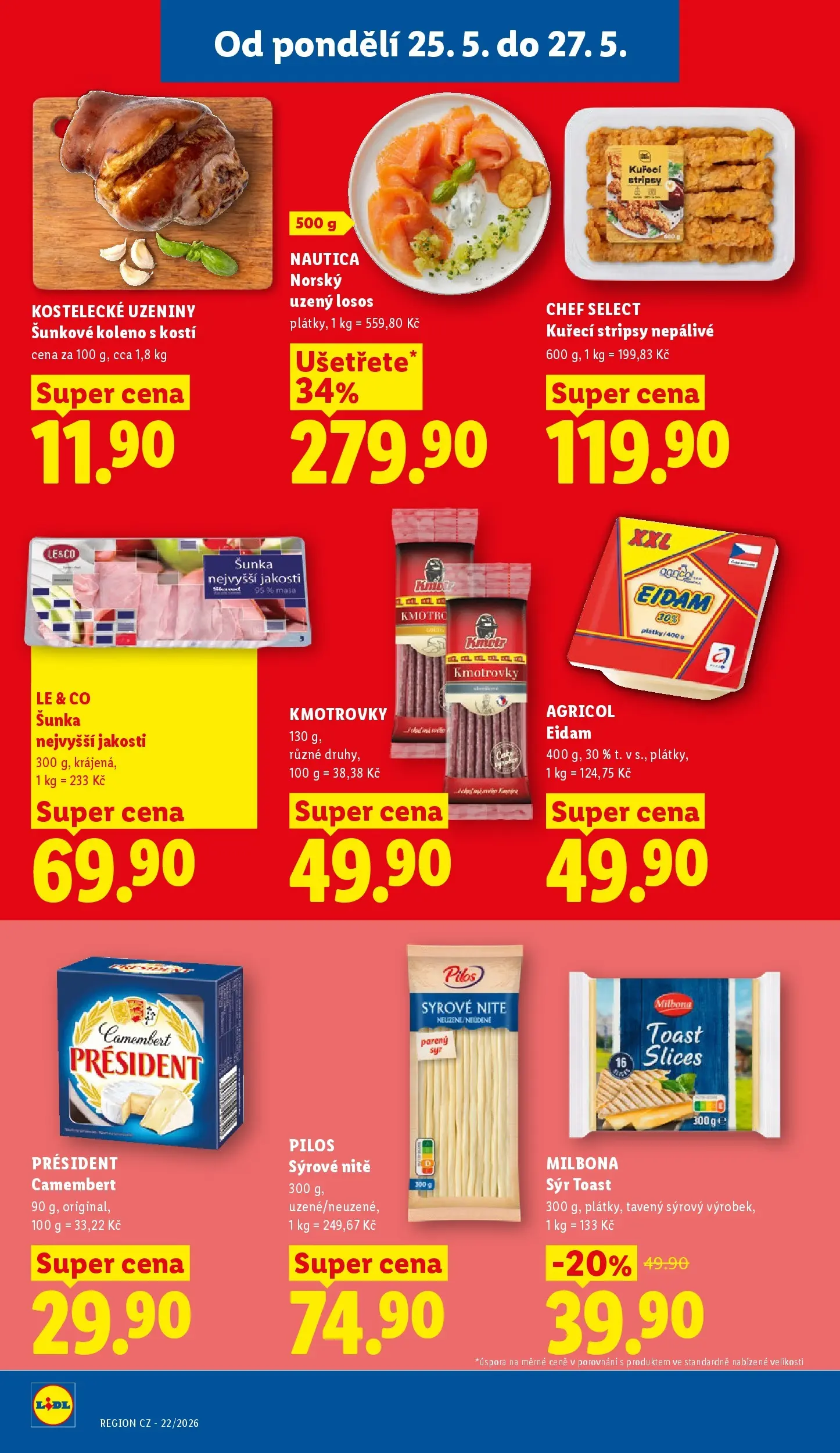 Lidl leták od 24.05.2026 - Nový akční leták | Strana: 24 | Produkty: Šunka, Milbona, Losos, Uzeniny